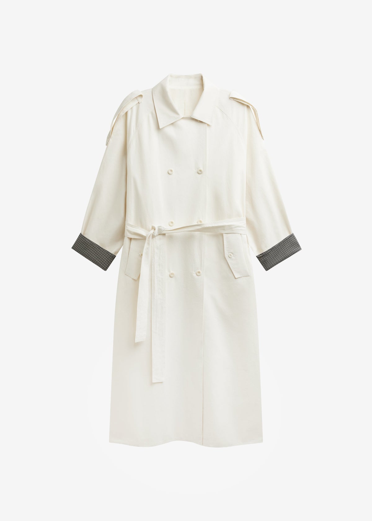 Brion Contrast Cuff Trench Coat - Cream β view 8 of 8