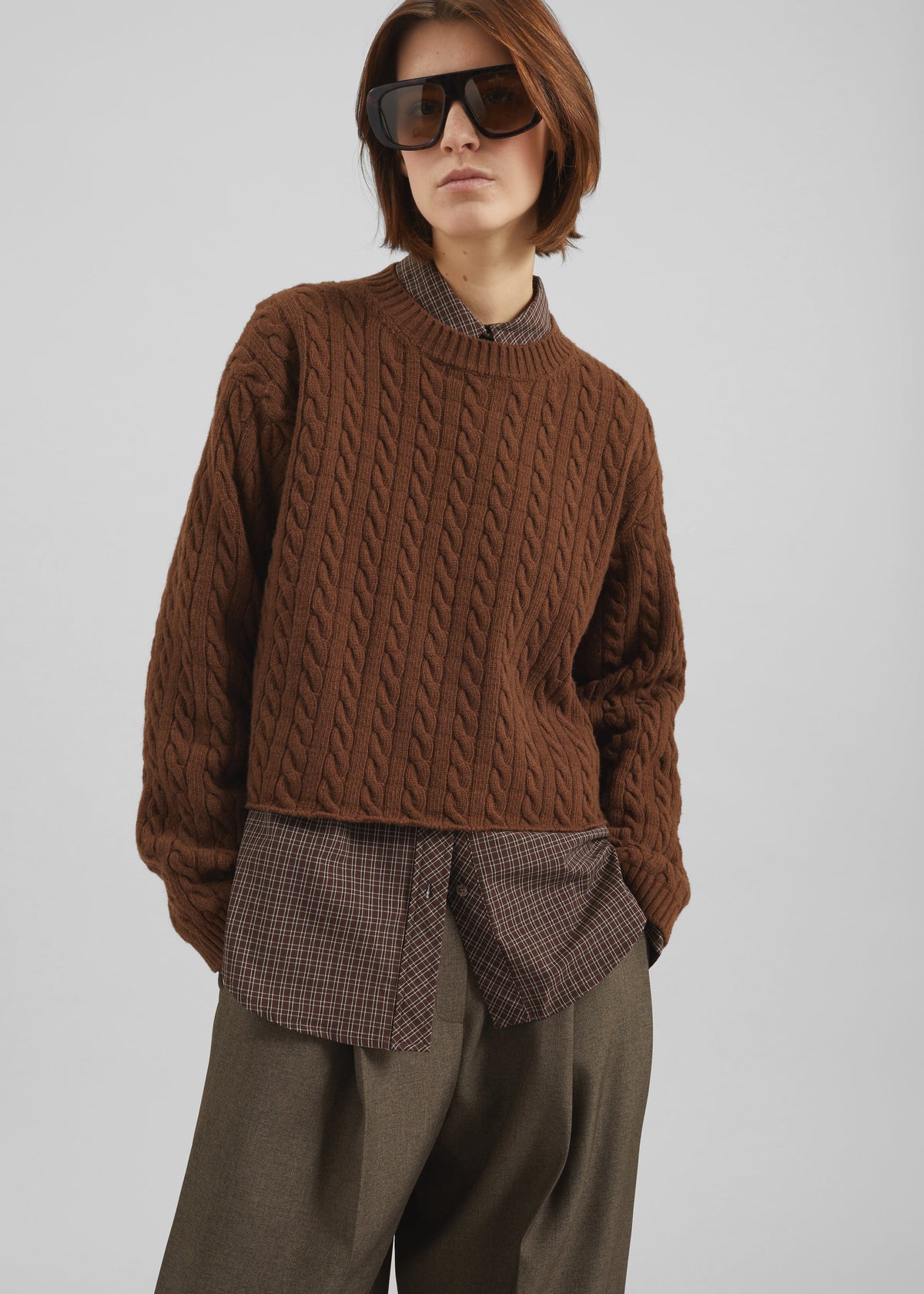 Brisbane Cropped Boxy Sweater - Brown β view 2 of 8