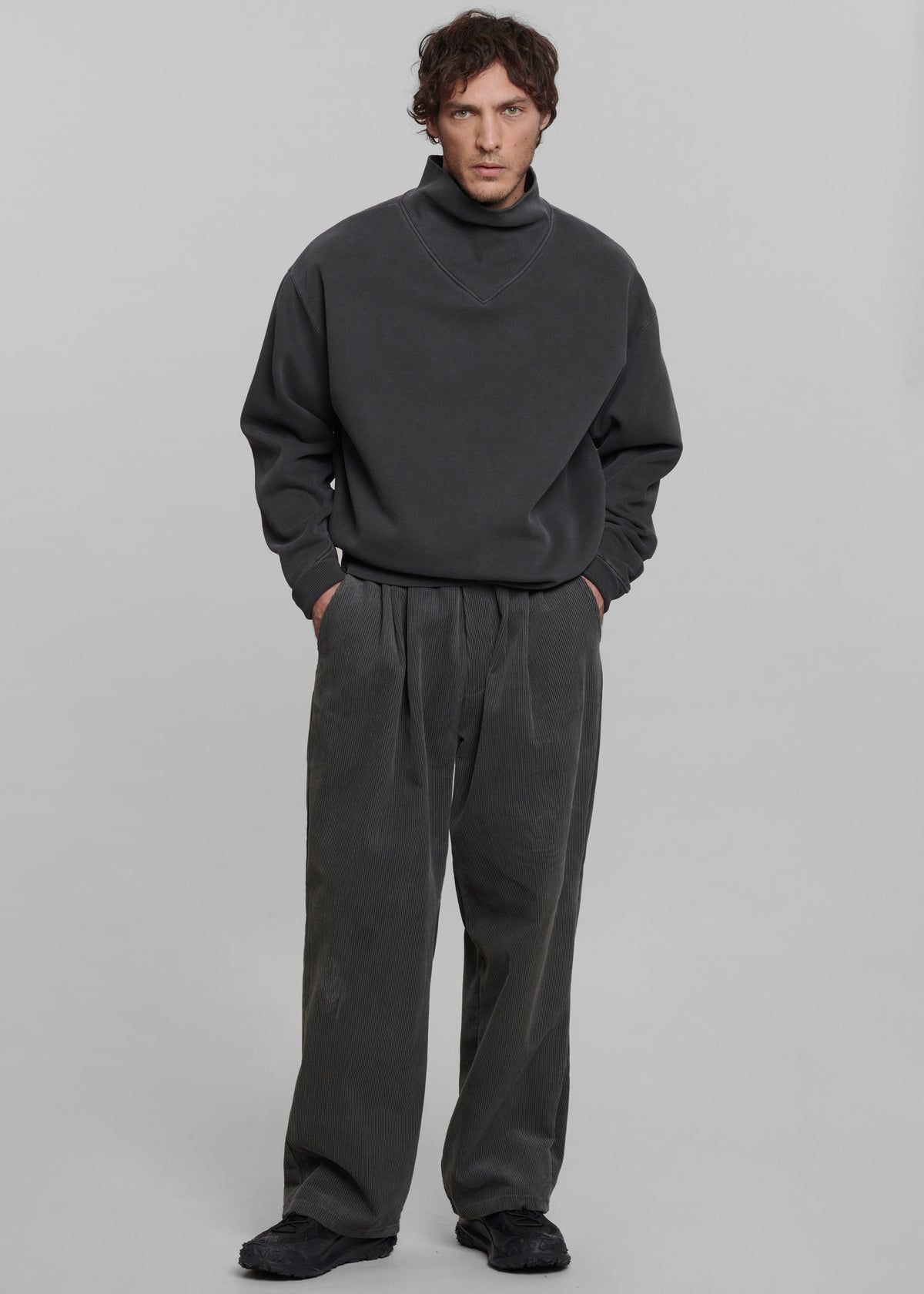 Brixton Corduroy Joggers - Charcoal β view 3 of 6