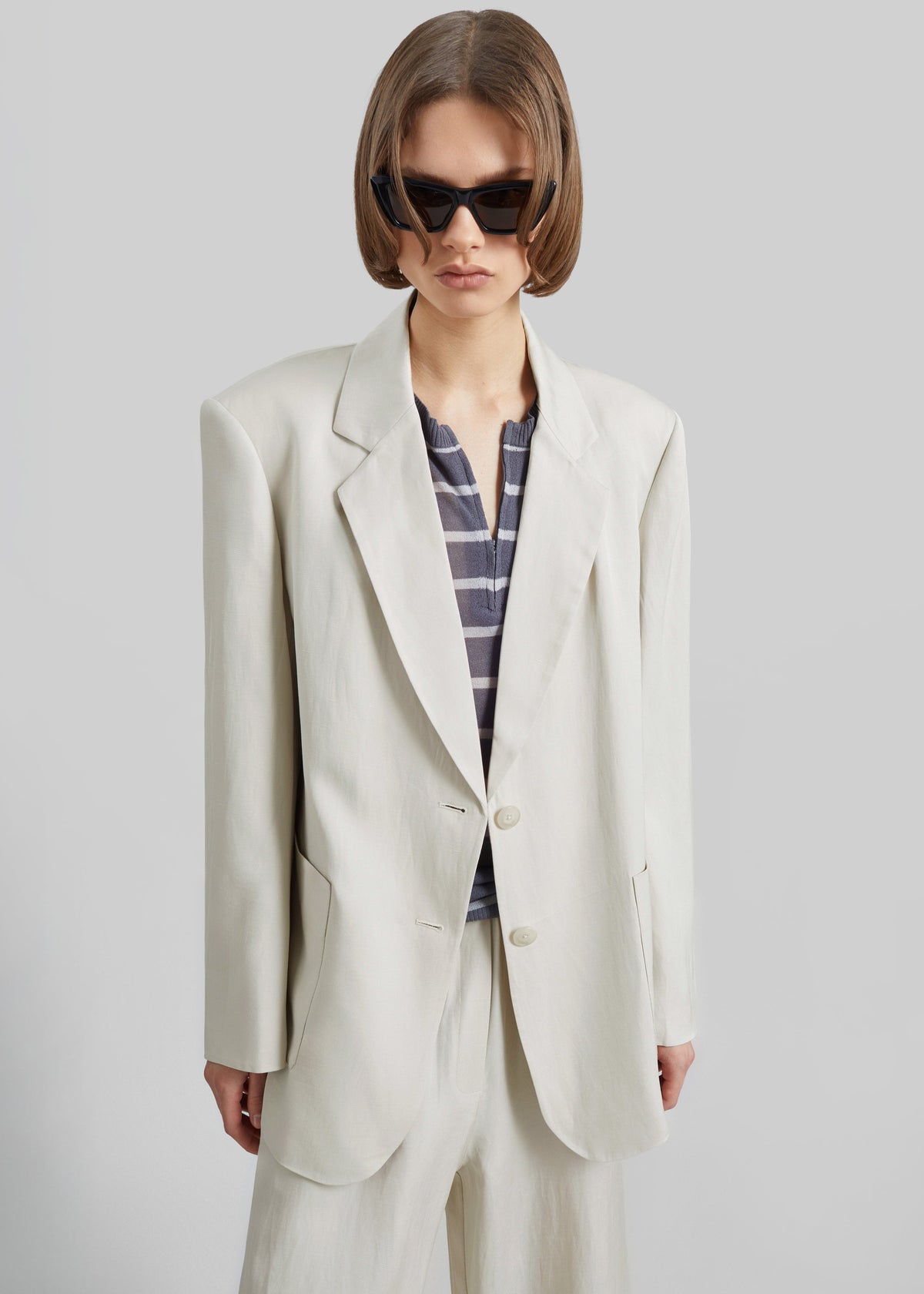 Bruna Linen Soft Blazer - Light Beige β view 5 of 8