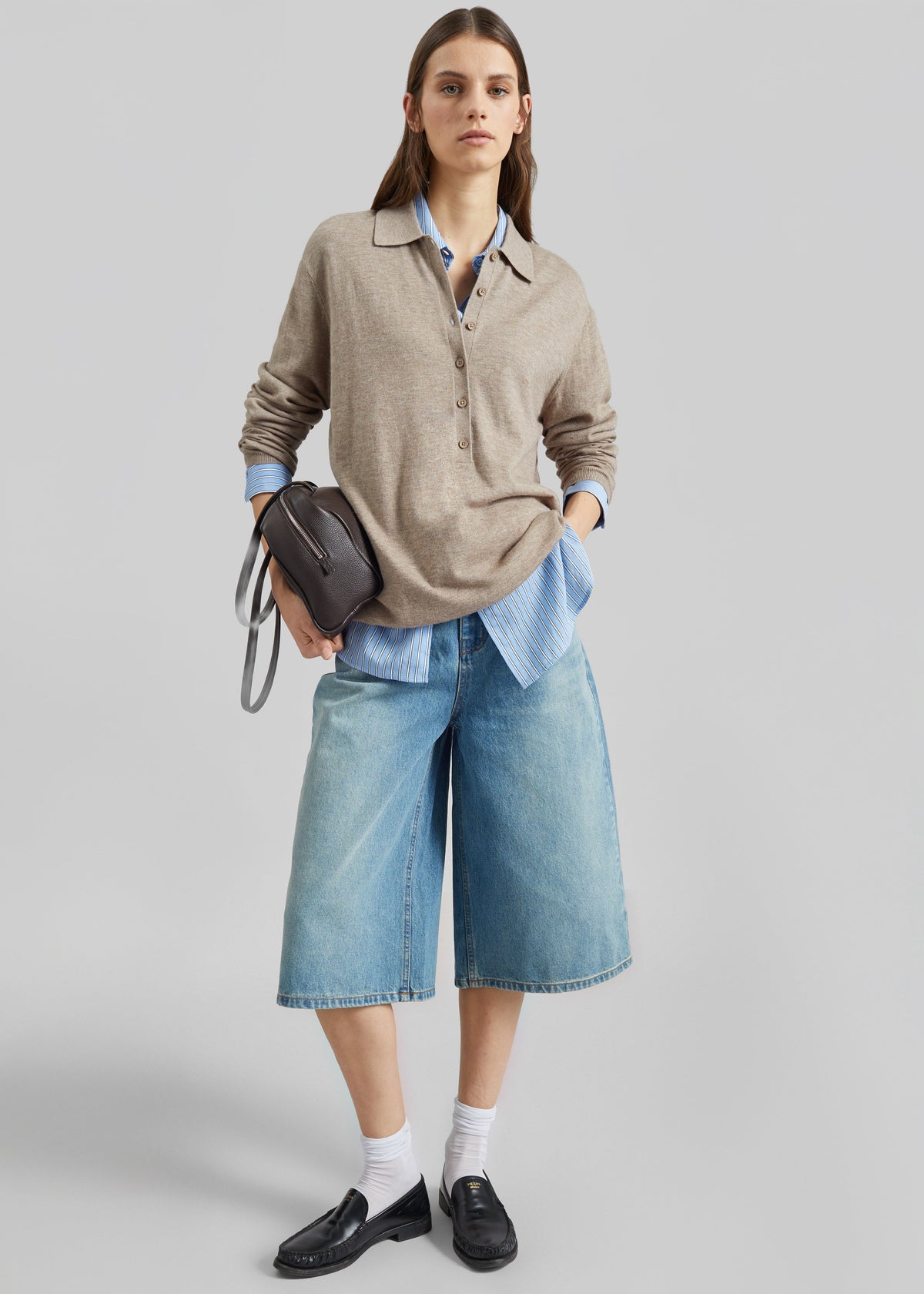 Brunoy Denim Culottes - Light Wash β view 3 of 9