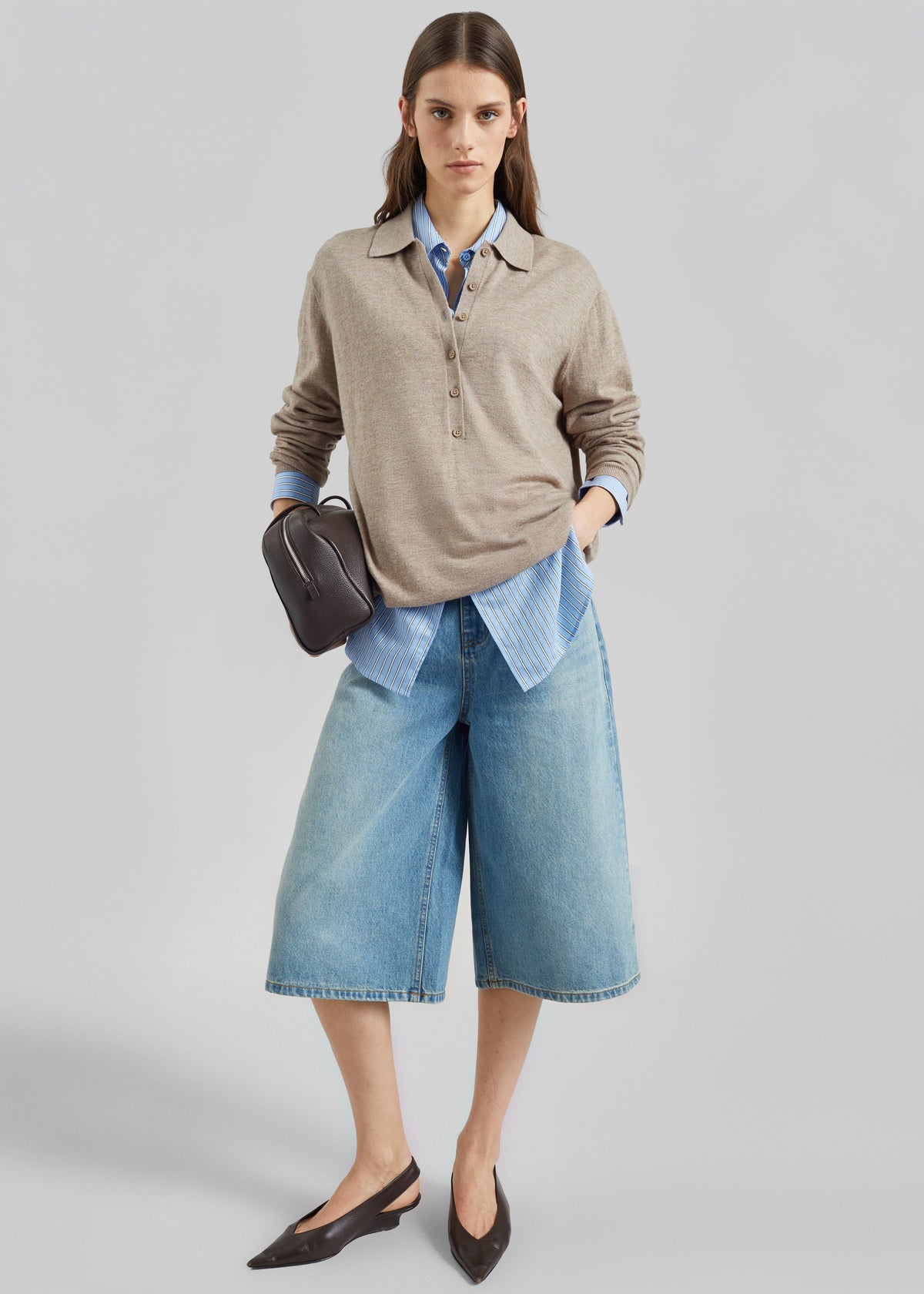 Brunoy Denim Culottes - Light Wash β view 1 of 9