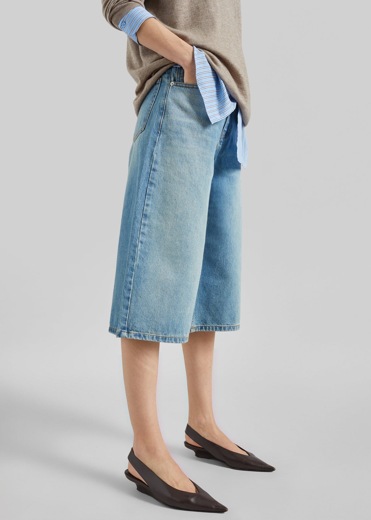 Brunoy Denim Culottes - Light Wash β view 8 of 9