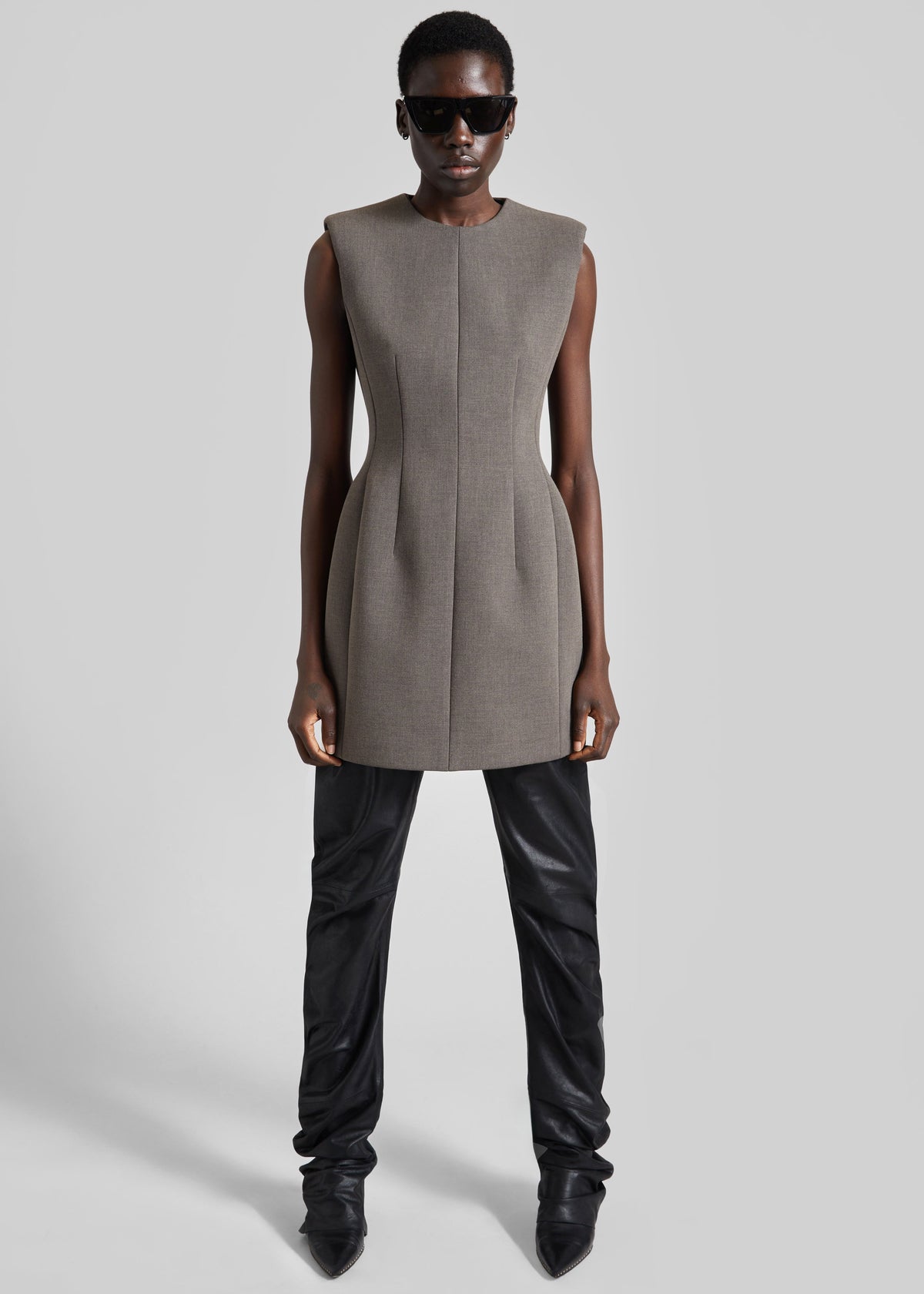 Bryn Cinched Mini Dress - Taupe Melange β view 2 of 7