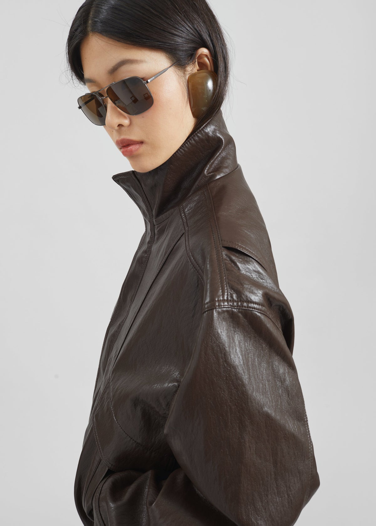 Burland Faux Leather Jacket - Brown β view 4 of 12