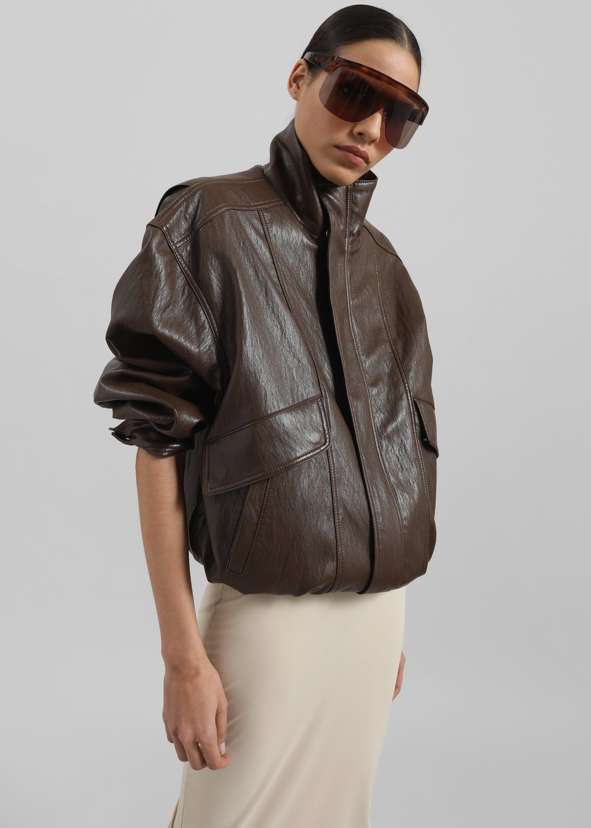 Burland Faux Leather Jacket - Brown β view 7 of 12