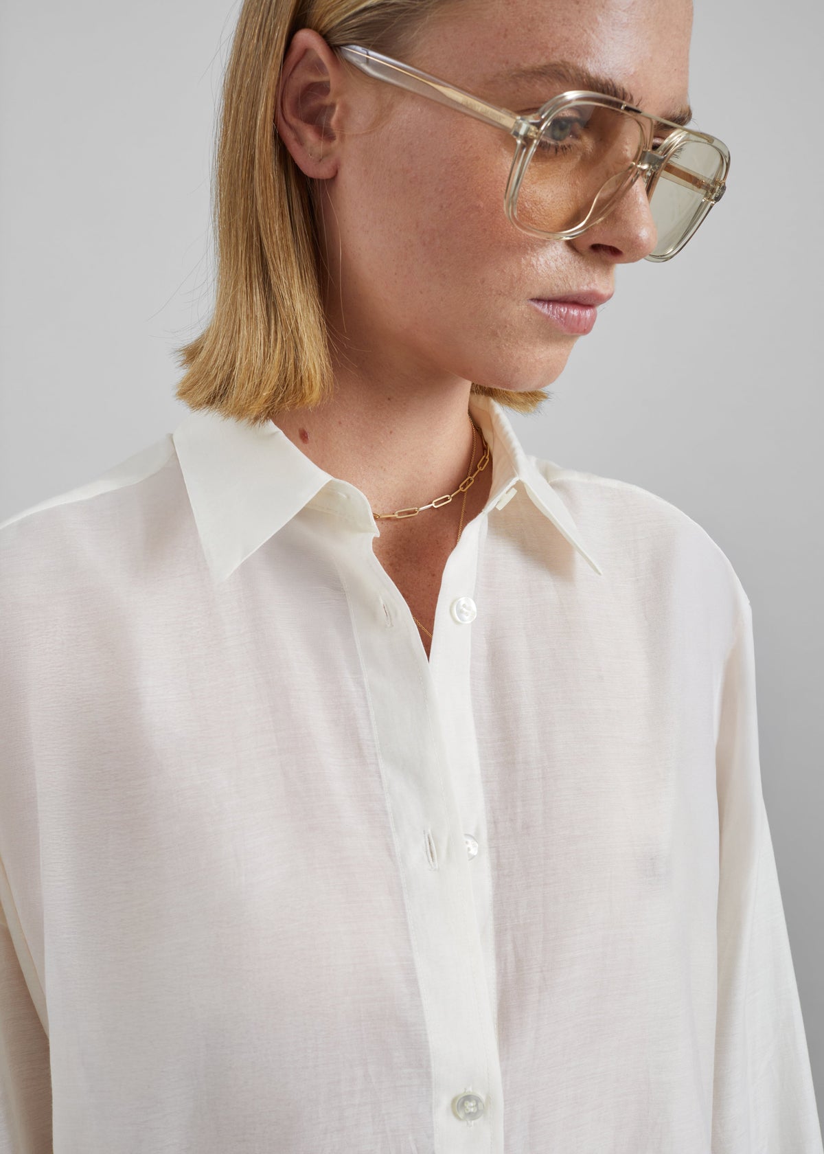 By Malene Birger Derris Silk Organza Shirt - Soft White β view 3 of 5