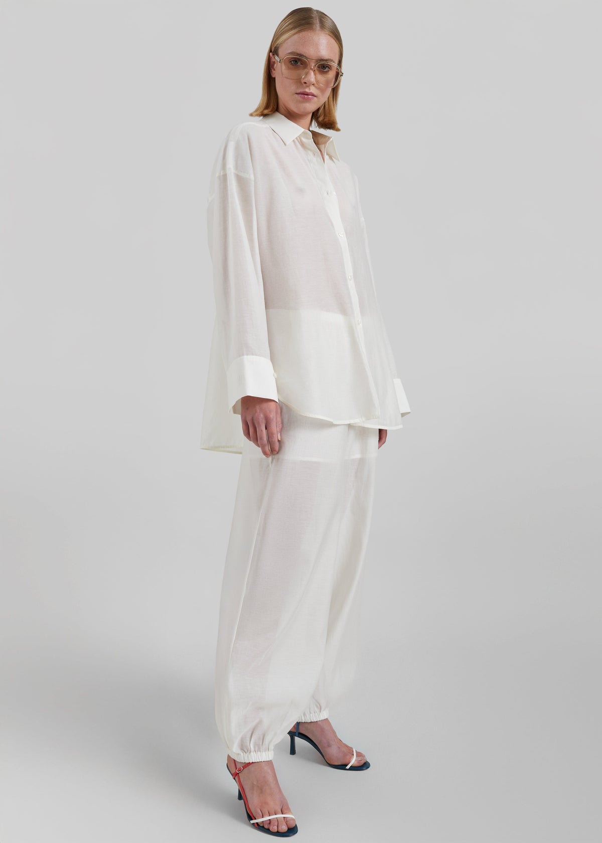 By Malene Birger Lumas Silk Organza Trousers - Soft White β view 3 of 6