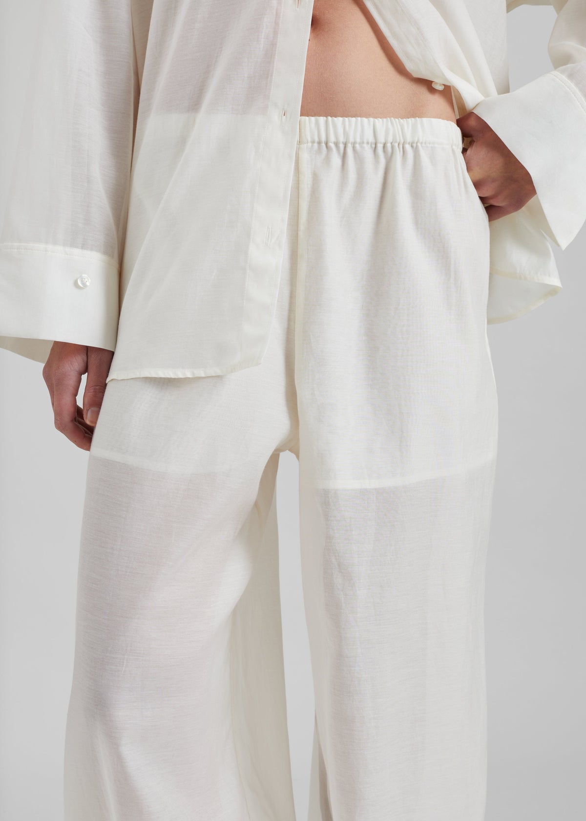 By Malene Birger Lumas Silk Organza Trousers - Soft White β view 4 of 6