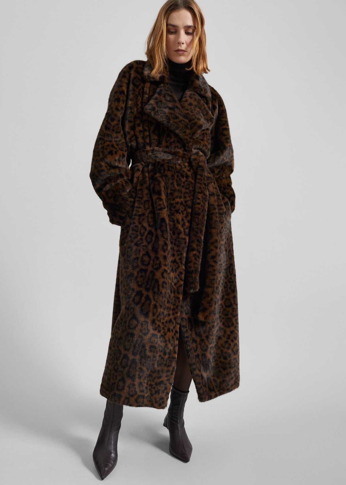 Cadence Faux Fur Long Coat - Leopard Brown β view 1 of 1