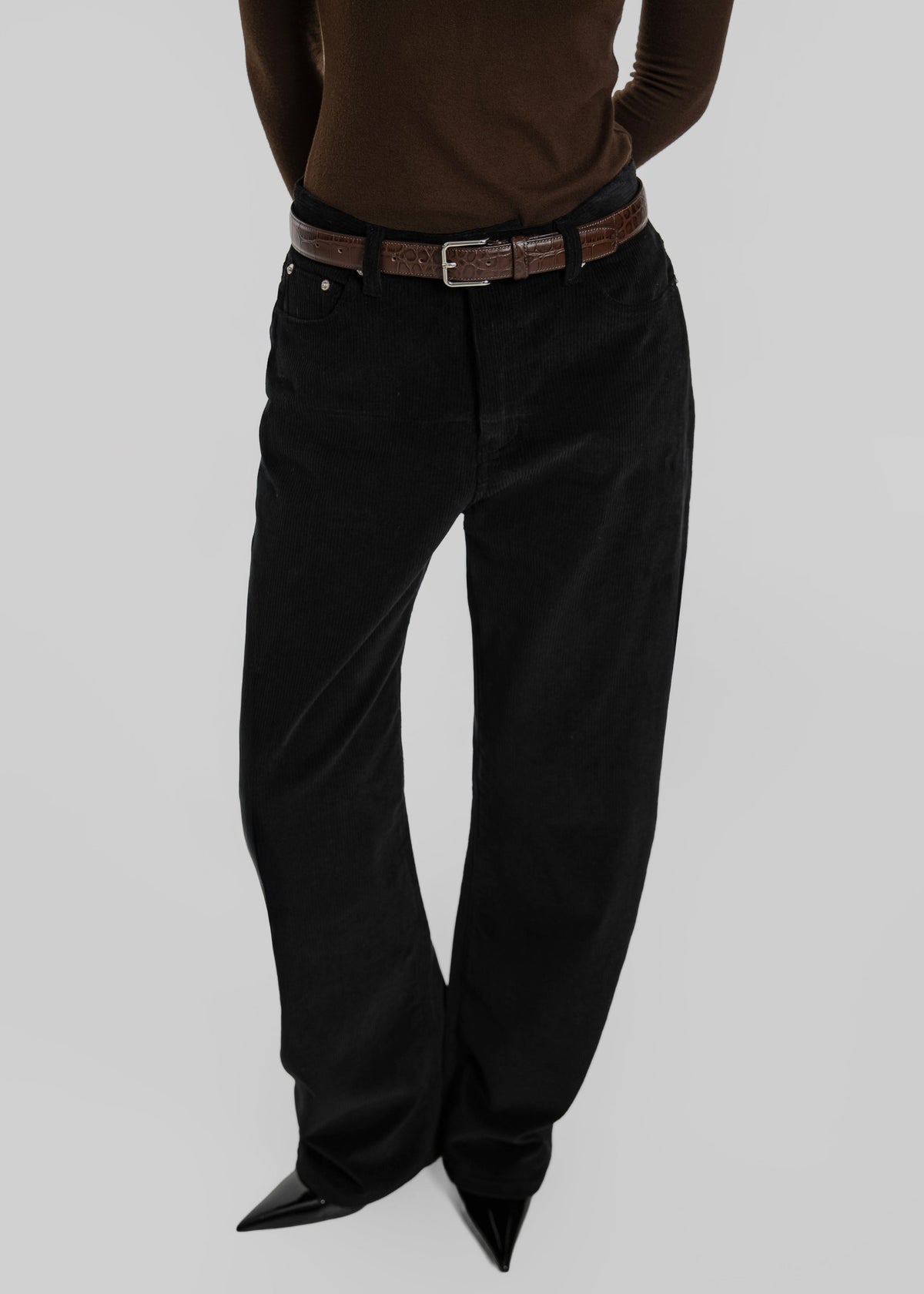 Caistor Corduroy Barrel Leg Pants - Black β view 8 of 9