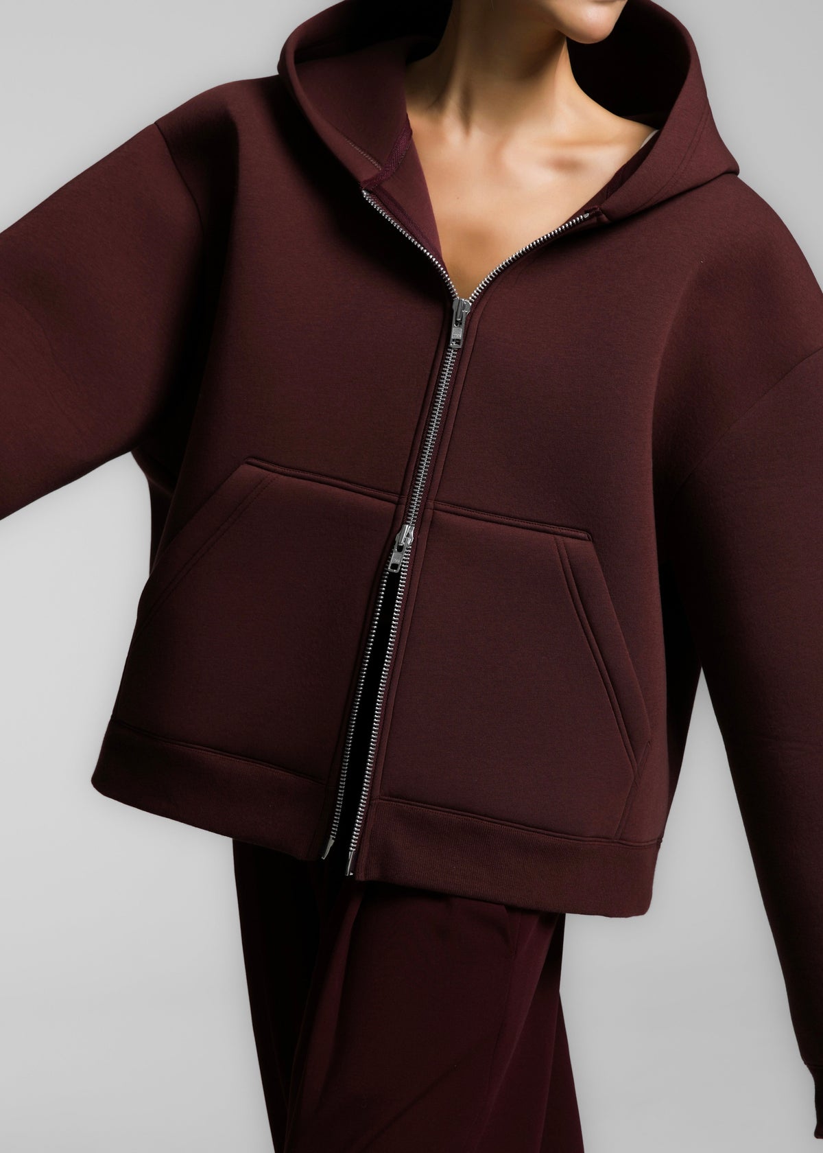 Calder Neoprene Zip-Up Hoodie - Burgundy β view 5 of 14