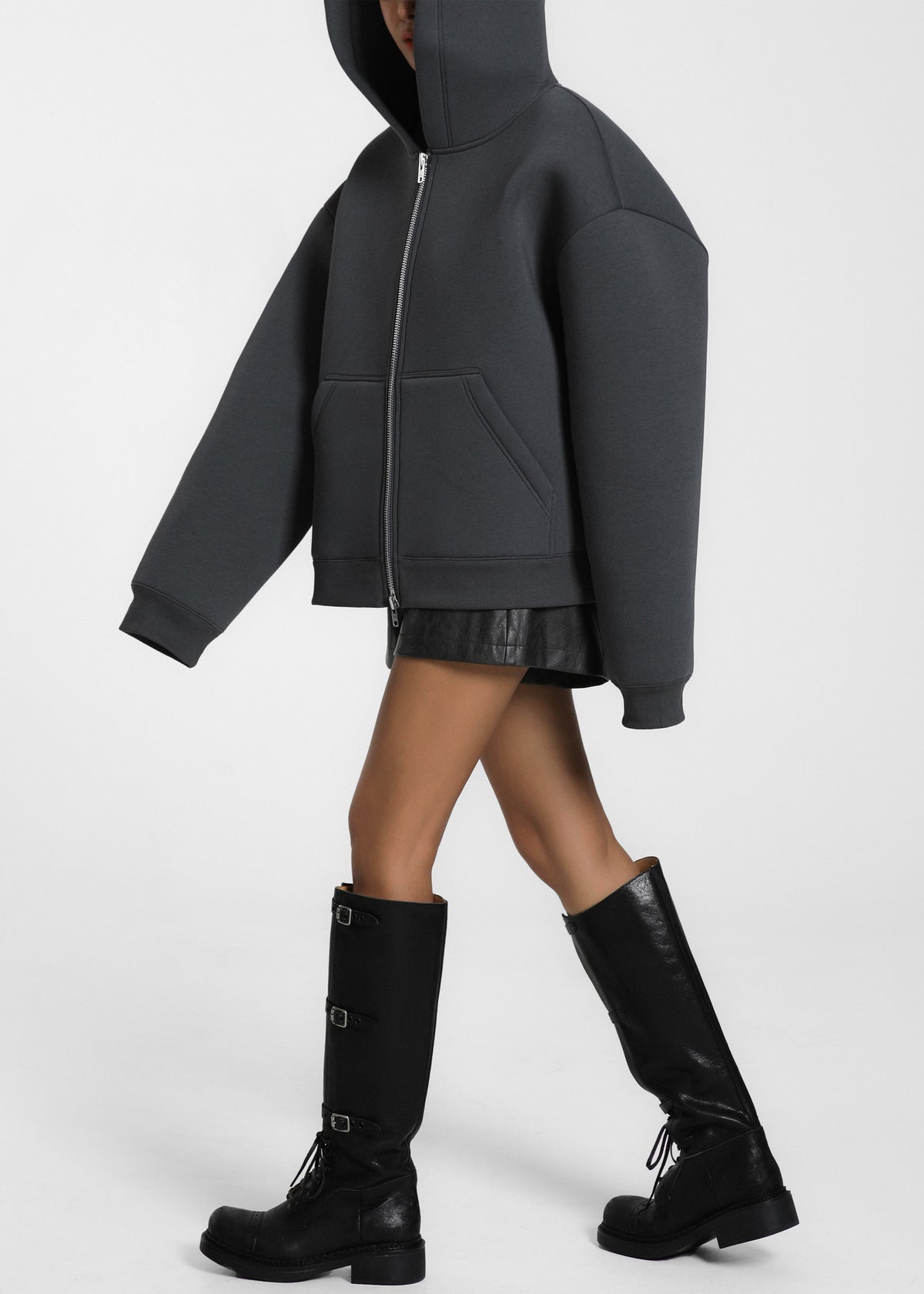 Calder Neoprene Zip-Up Hoodie - Grey β view 2 of 9