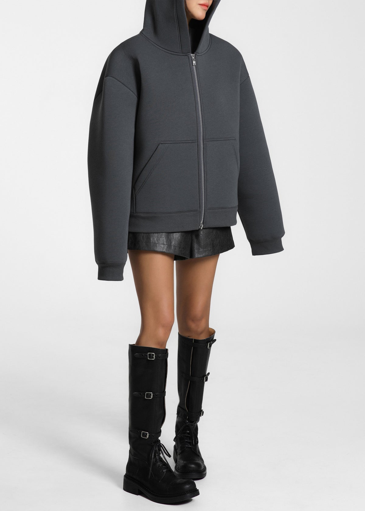 Calder Neoprene Zip-Up Hoodie - Grey β view 7 of 9