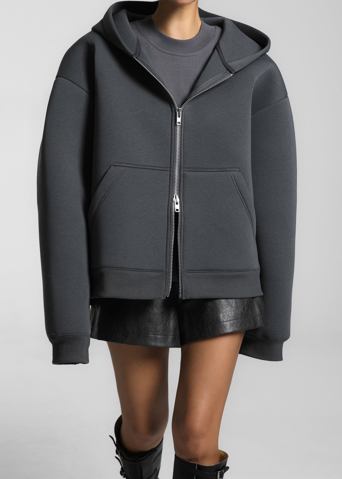 Calder Neoprene Zip-Up Hoodie - Grey β view 8 of 9