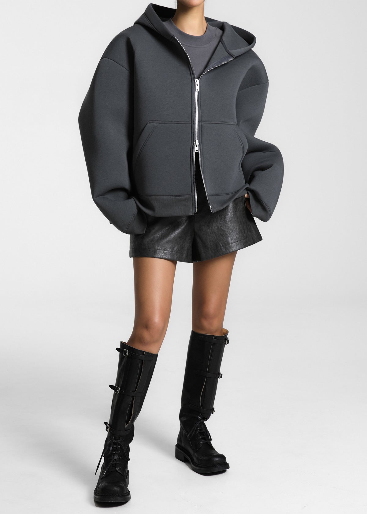 Calder Neoprene Zip-Up Hoodie - Grey β view 4 of 9