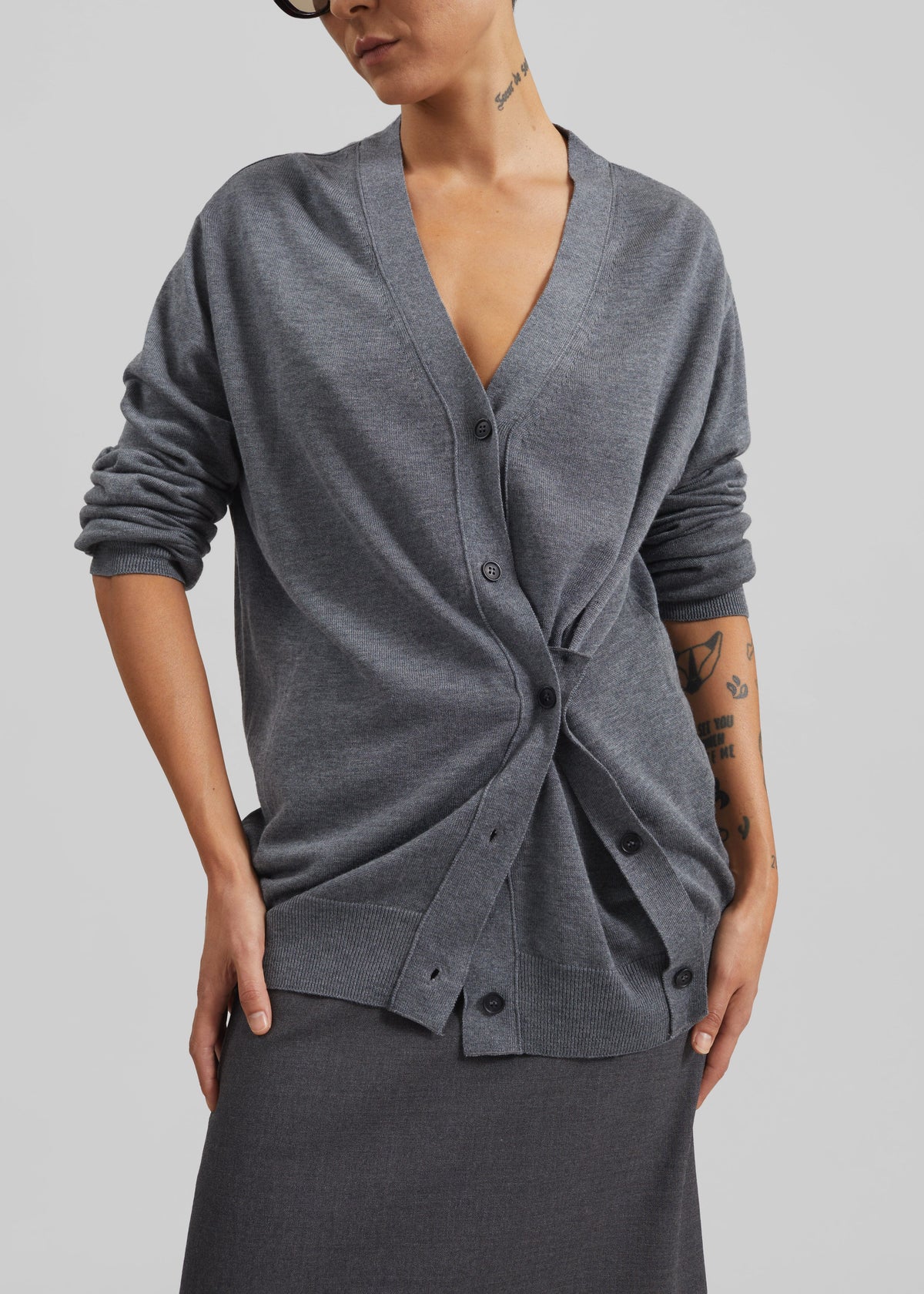 Calvane Two-Way Cardigan - Grey β view 6 of 10