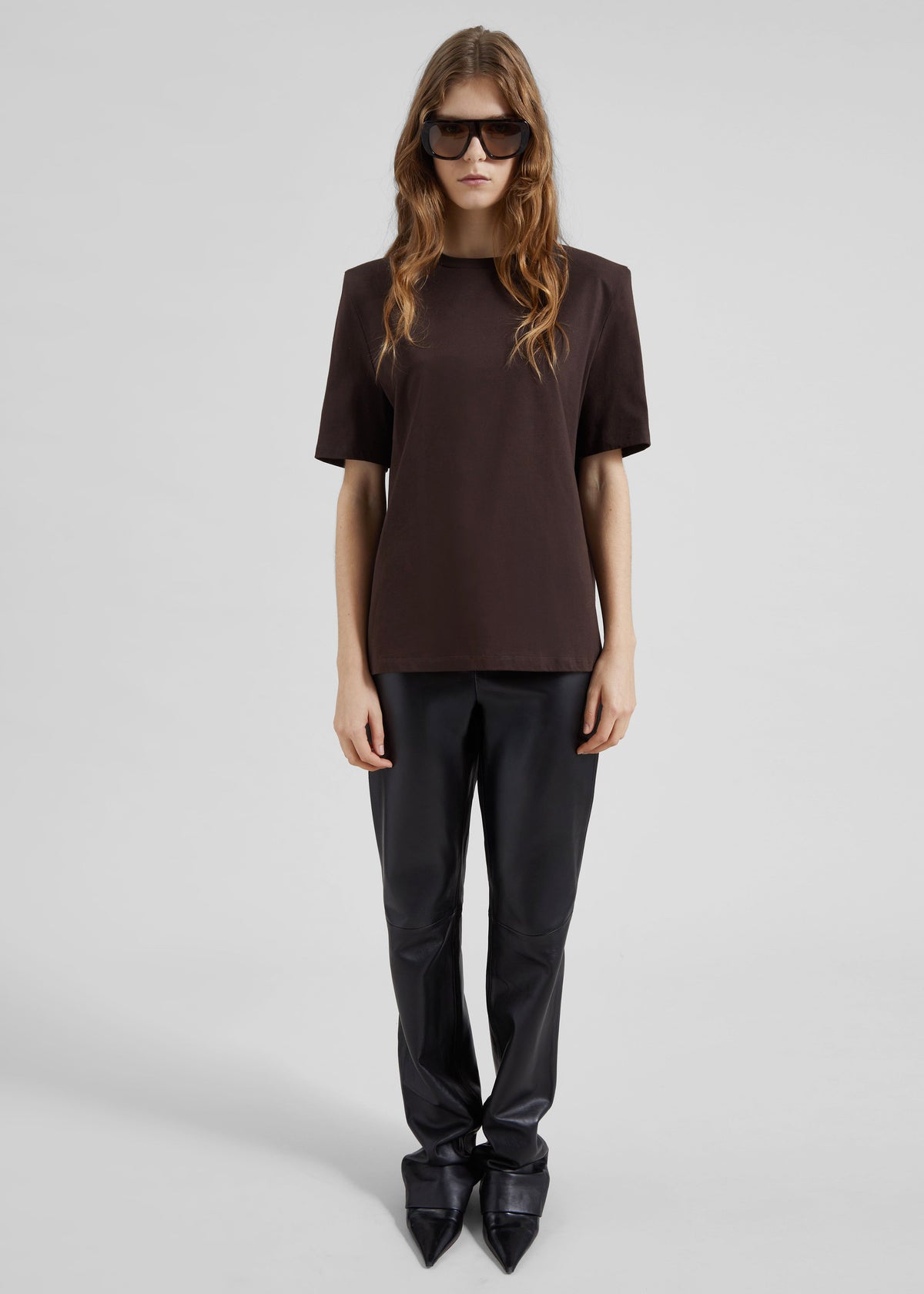Carrington Padded Shoulder Tee - Brown β view 5 of 7