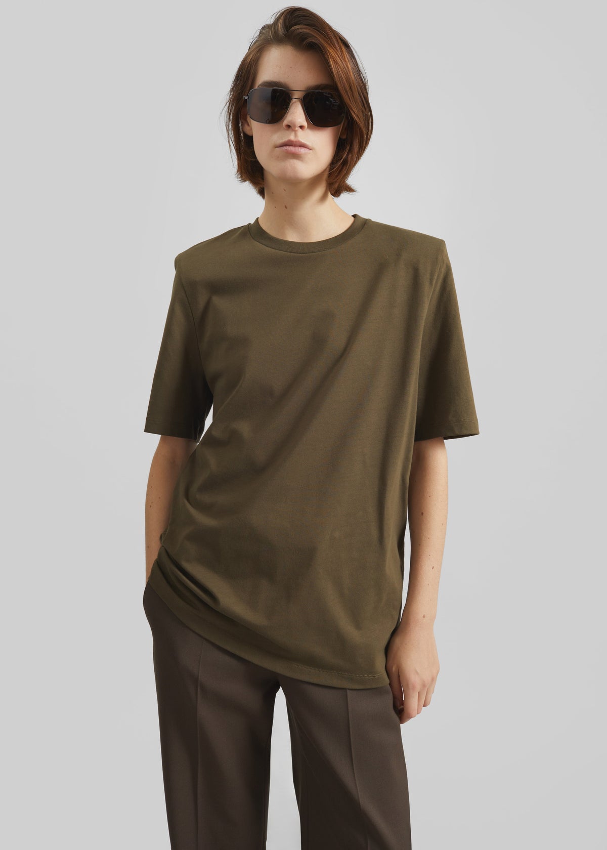 Carrington Padded Shoulder Tee - Olive β view 5 of 7
