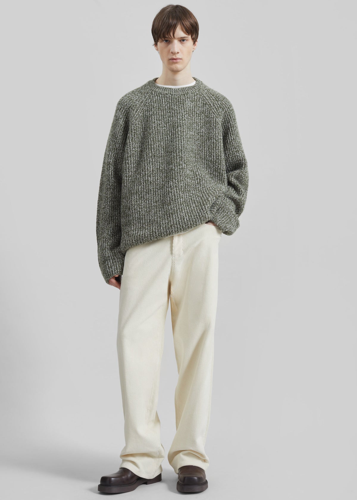 Carter Crewneck Sweater - Olive/White β view 6 of 9