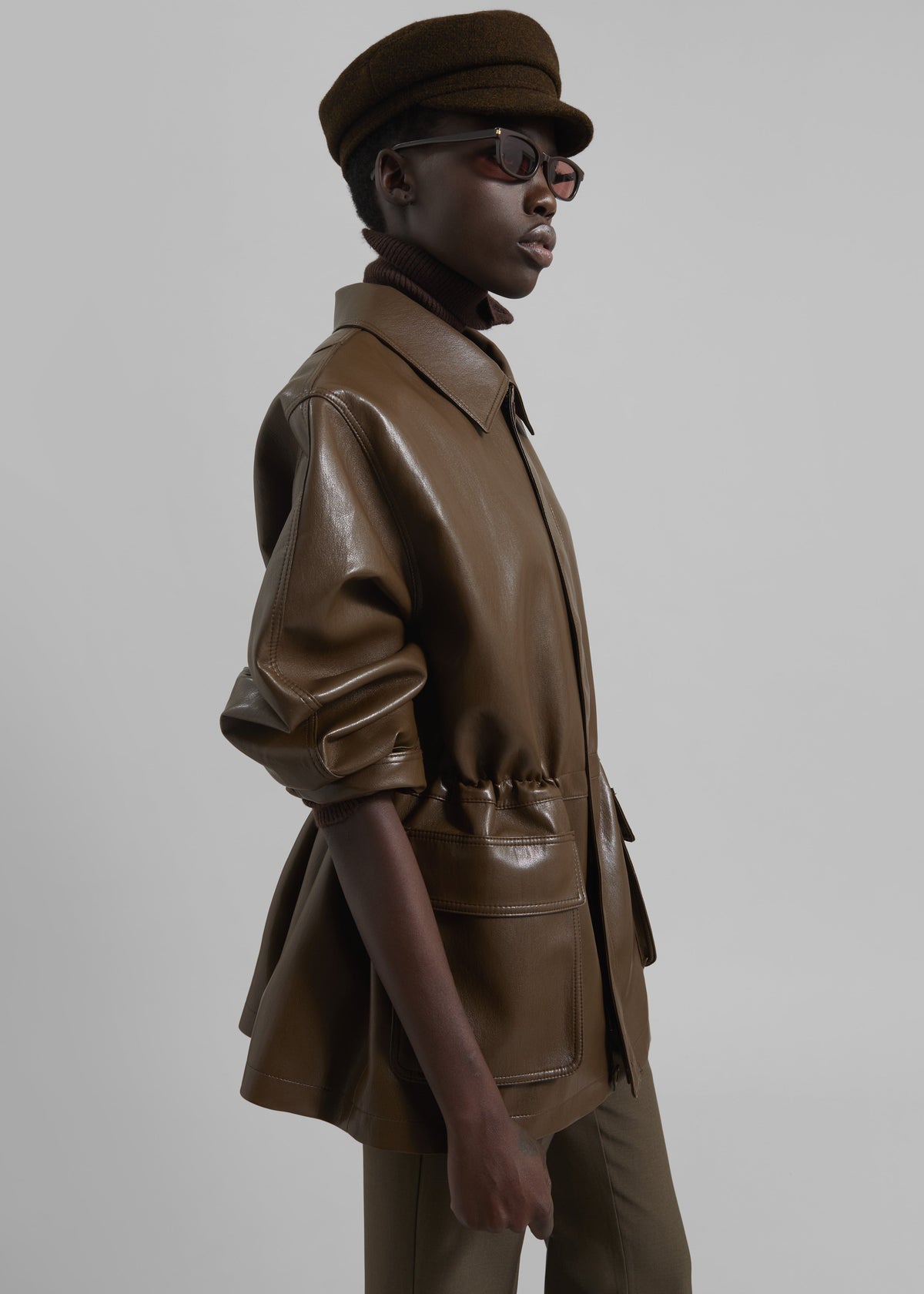Cassel Faux Leather Jacket - Brown β view 1 of 11