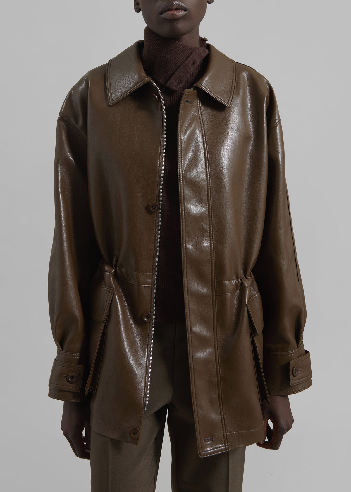 Cassel Faux Leather Jacket - Brown β view 3 of 11