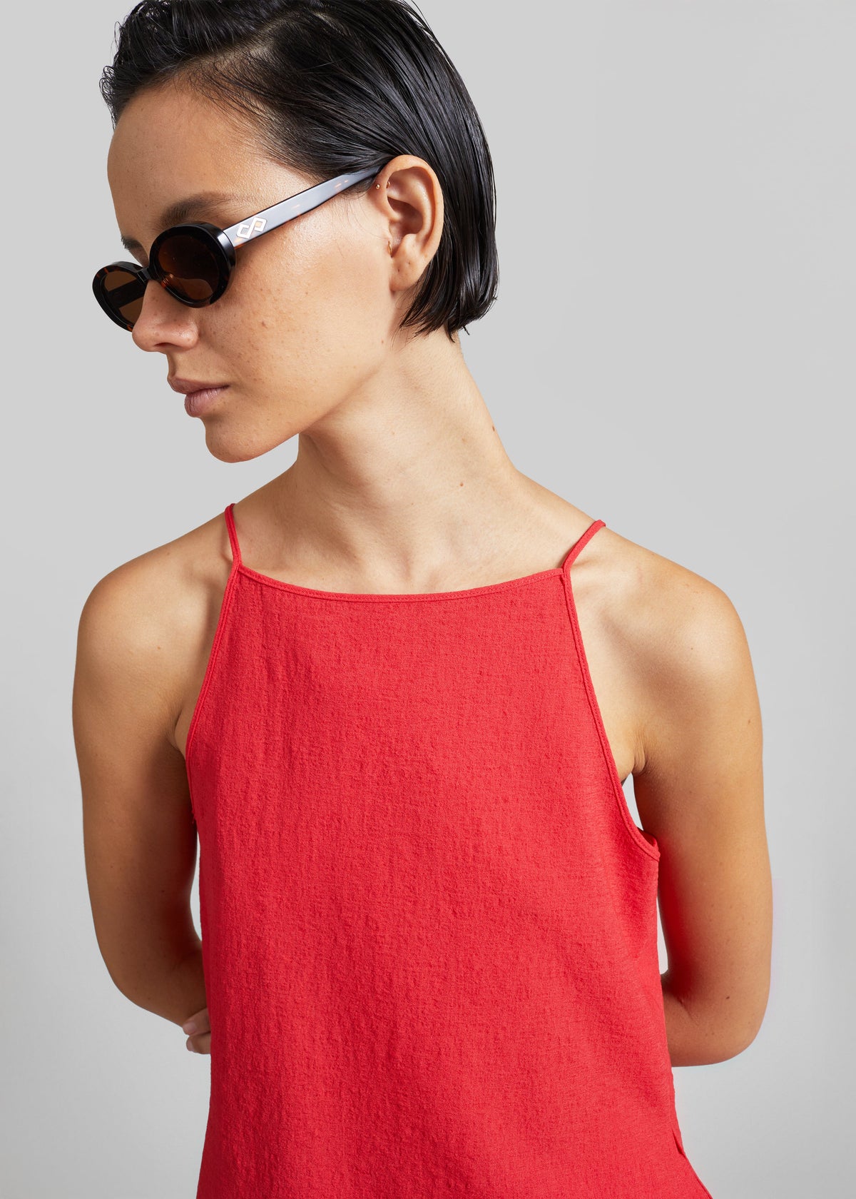 Cazaux Textured Boxy Top - Red β view 2 of 8
