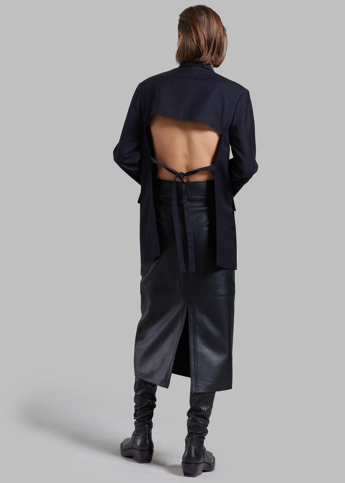 Cedric Open Back Blazer - Navy Stripe β view 8 of 9