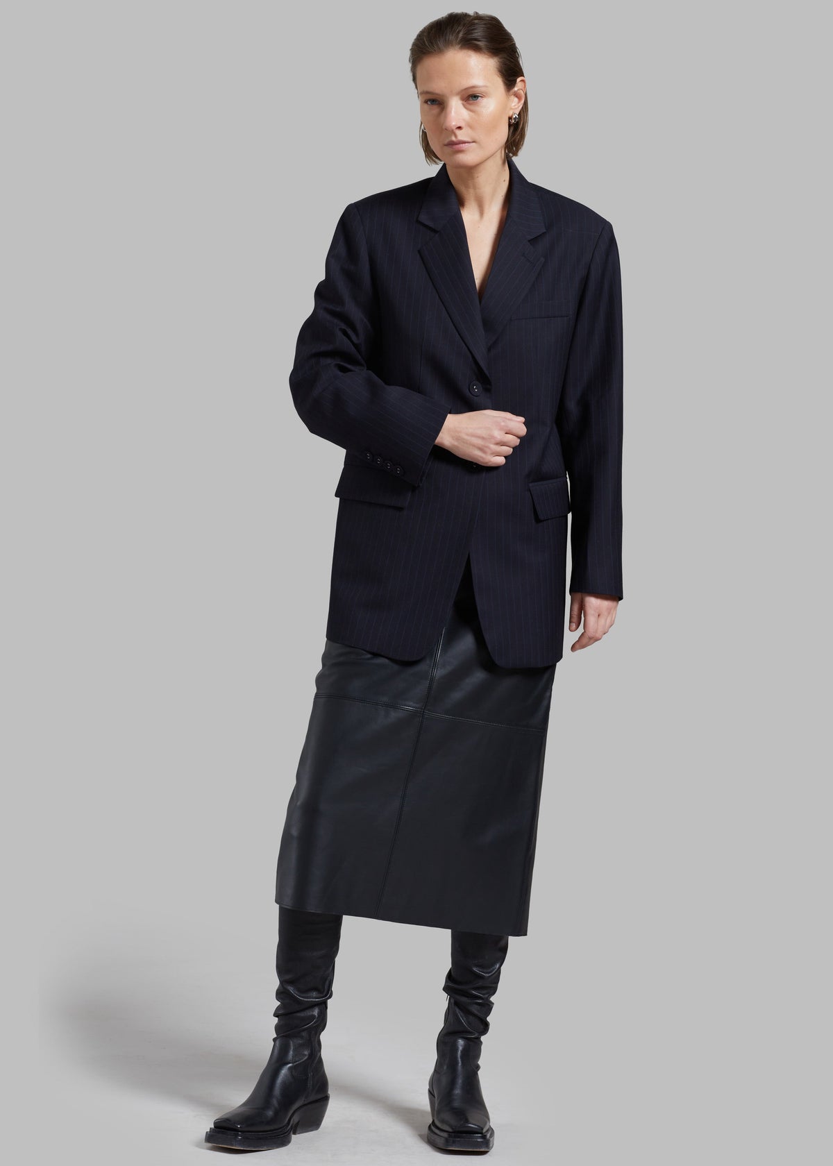 Cedric Open Back Blazer - Navy Stripe β view 6 of 9