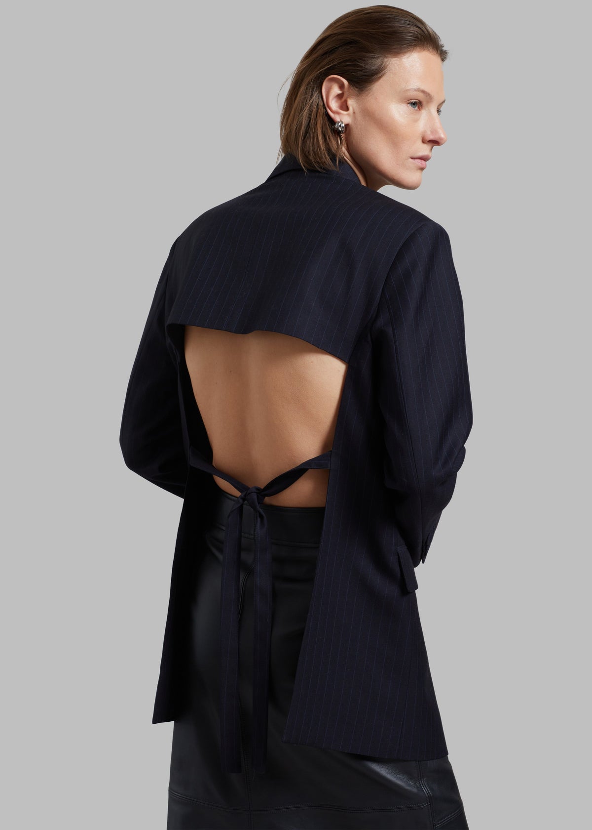 Cedric Open Back Blazer - Navy Stripe β view 4 of 9