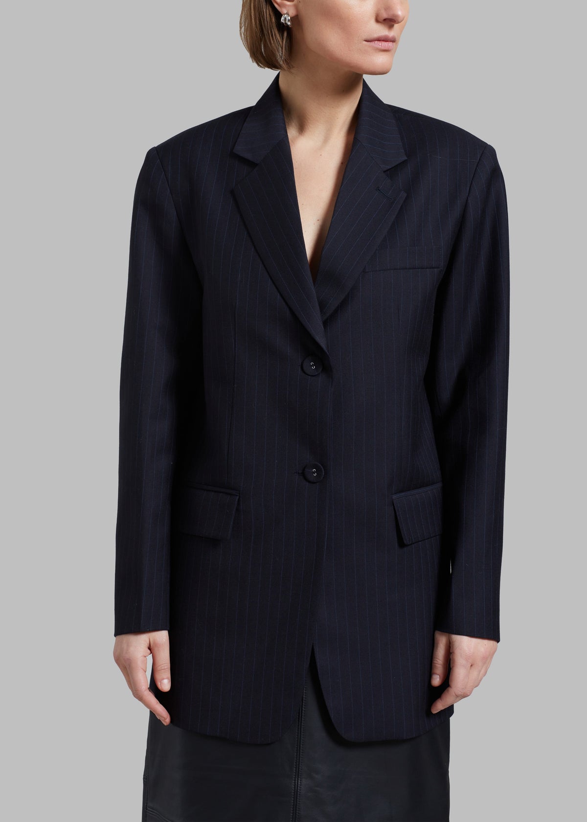 Cedric Open Back Blazer - Navy Stripe β view 5 of 9