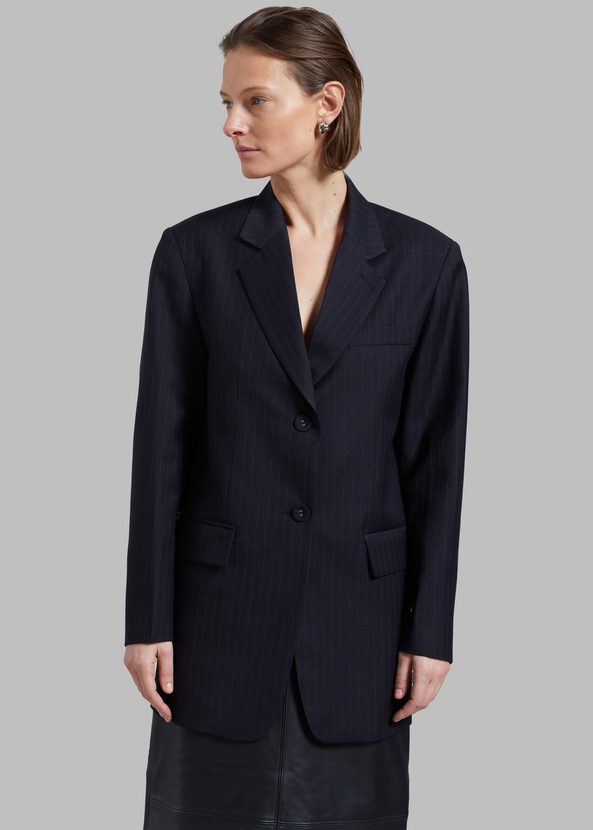 Cedric Open Back Blazer - Navy Stripe β view 3 of 9