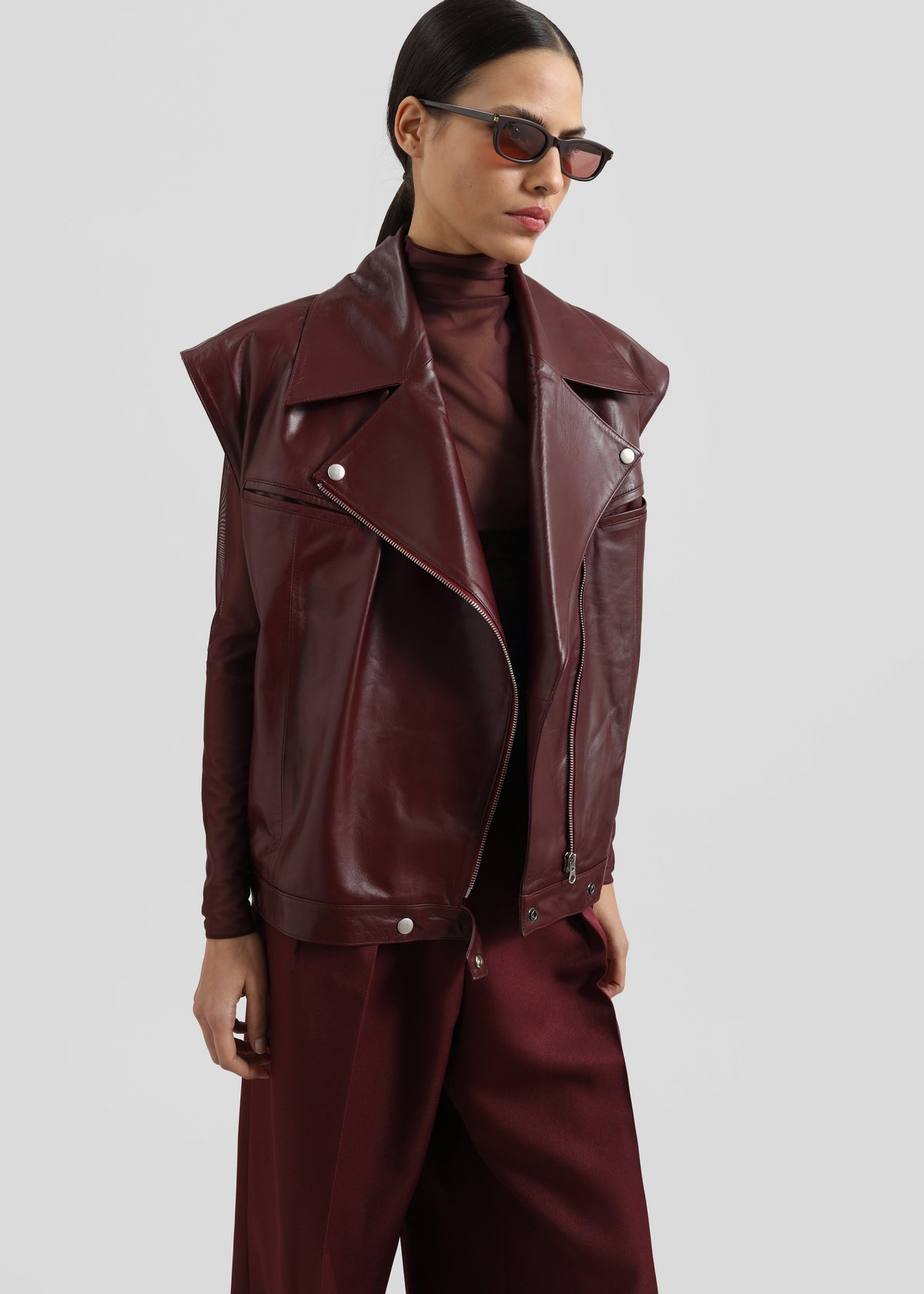 Cetina Leather Vest - Burgundy β view 4 of 6