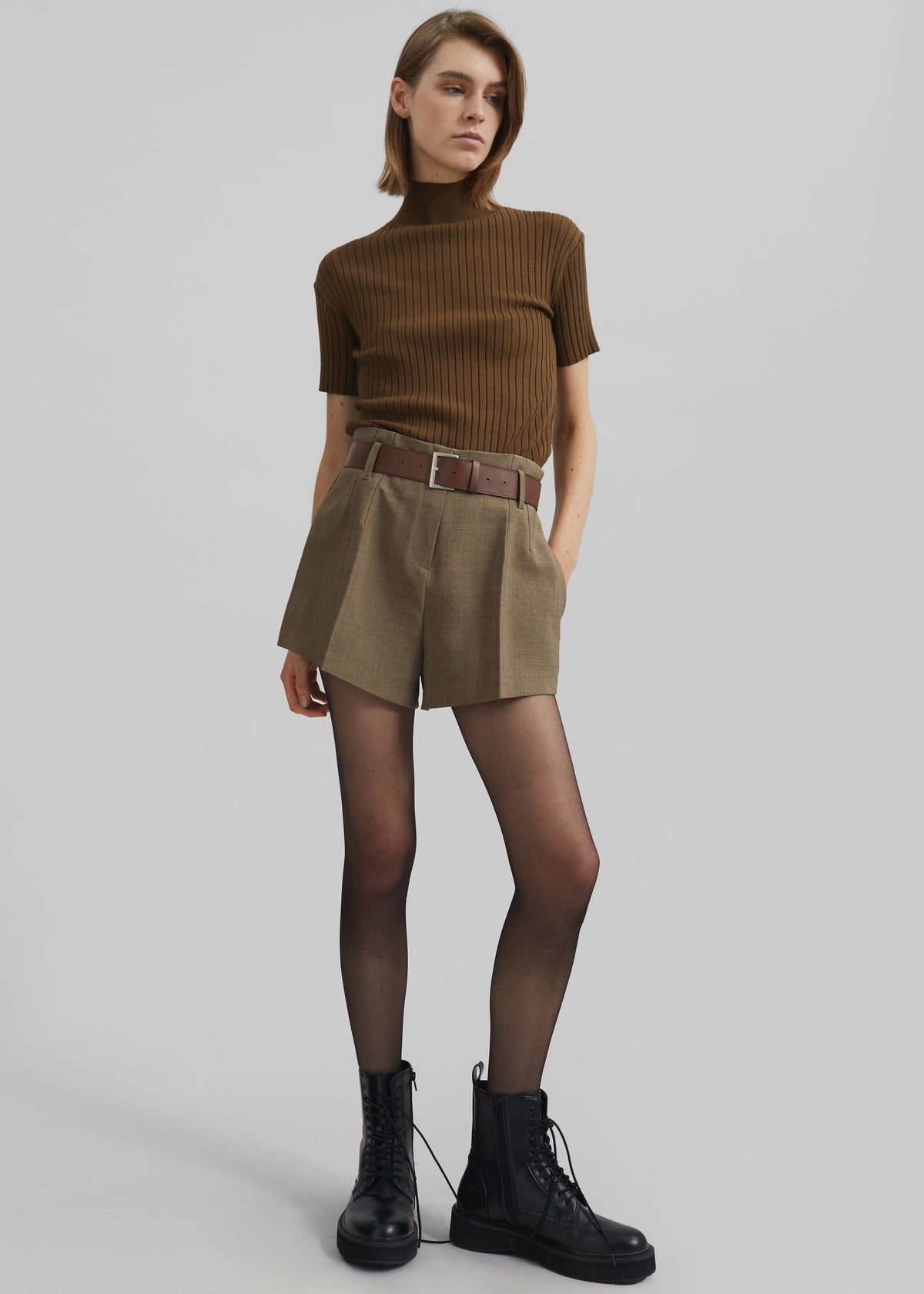 Chappell Belted Shorts - Brown β view 1 of 12