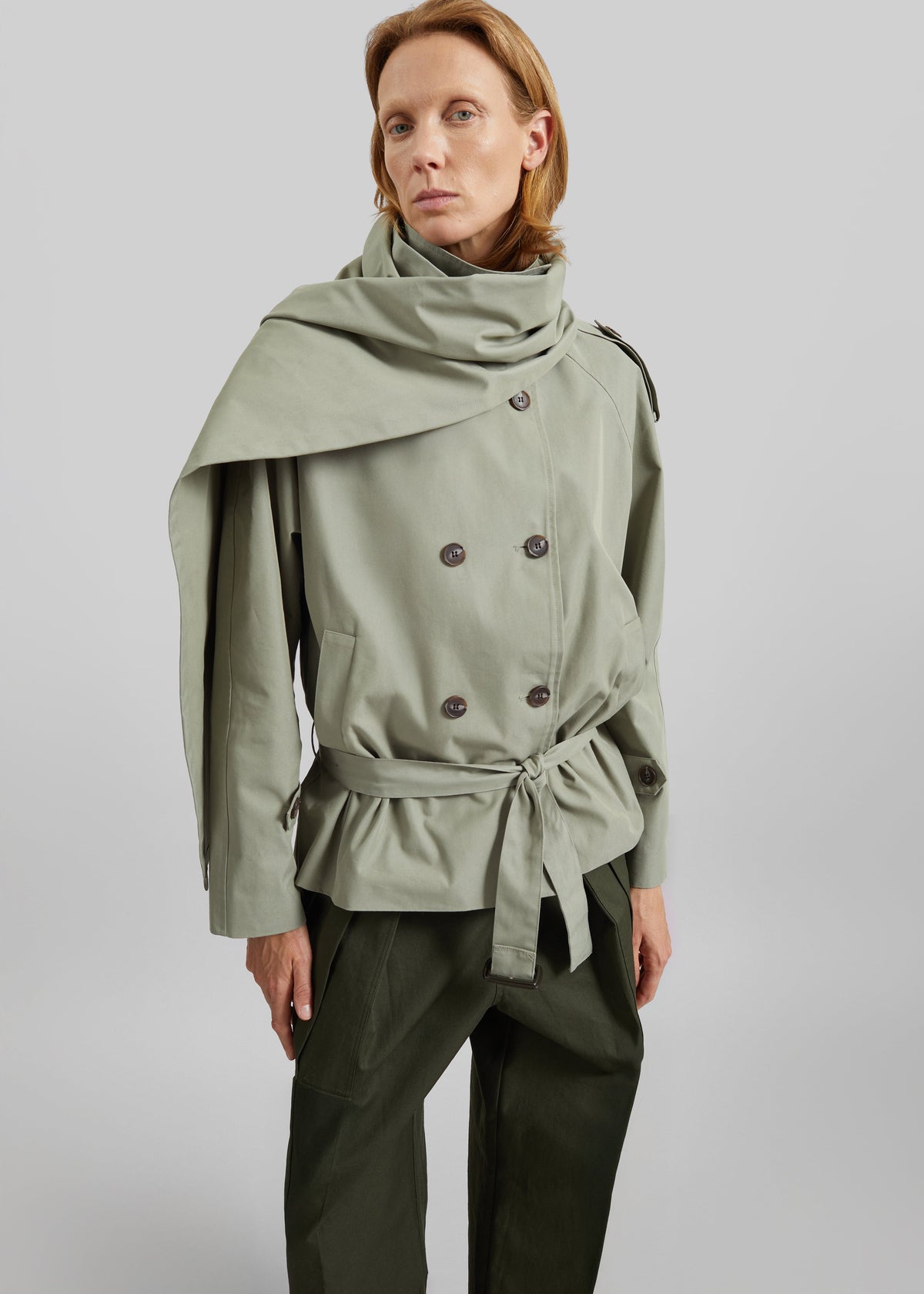 Charonne Scarf Short Trench - Sage β view 7 of 10