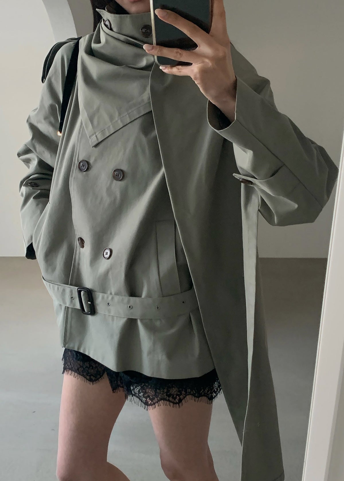 Charonne Scarf Short Trench - Sage β view 6 of 10