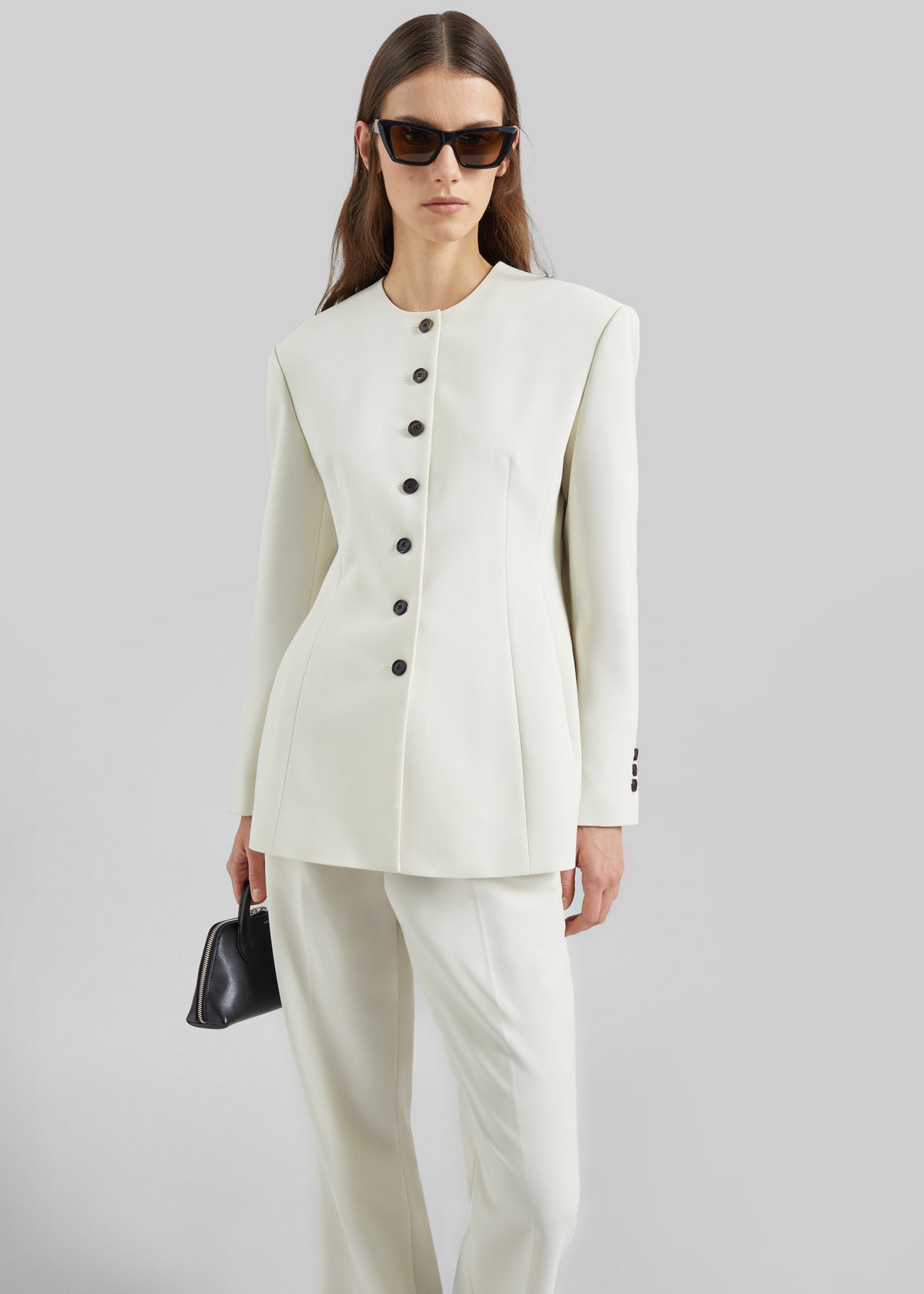 Chesnay Collarless Blazer - Cream β view 4 of 7