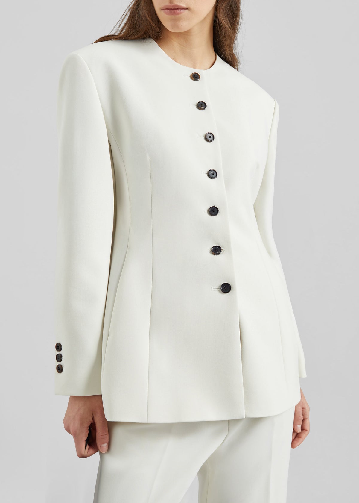 Chesnay Collarless Blazer - Cream β view 5 of 7