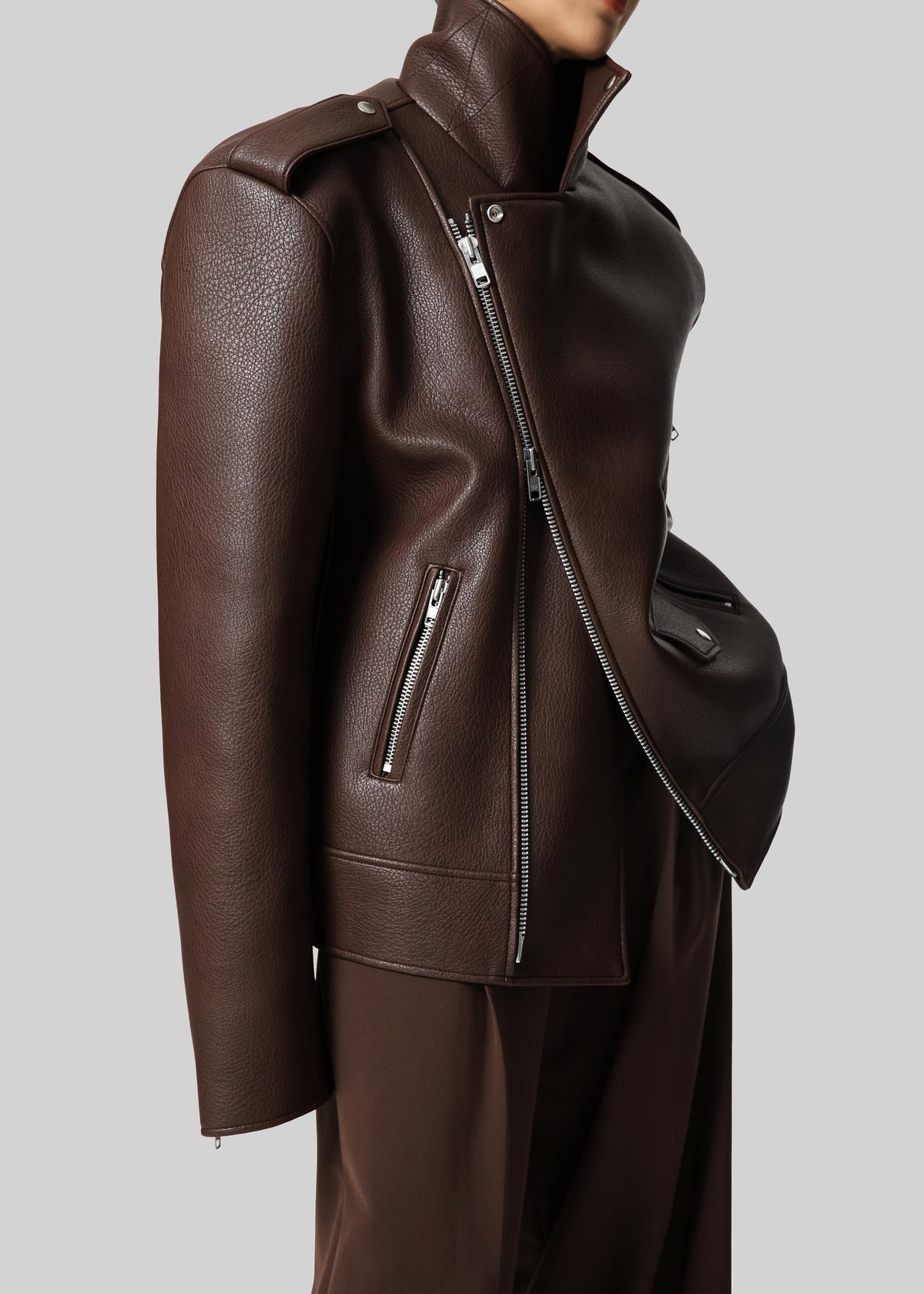 Chicago Oversized Biker Jacket - Brown β view 11 of 12