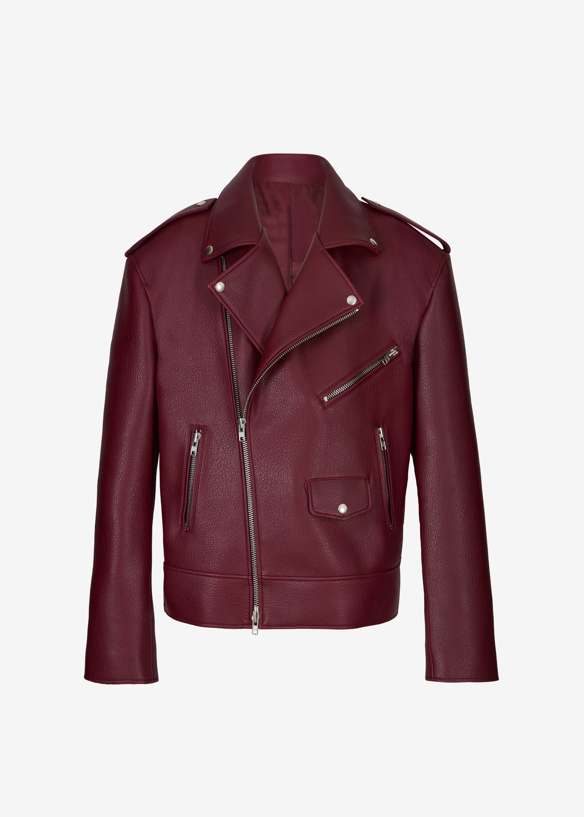 Chicago Oversized Biker Jacket - Burgundy β view 10 of 10