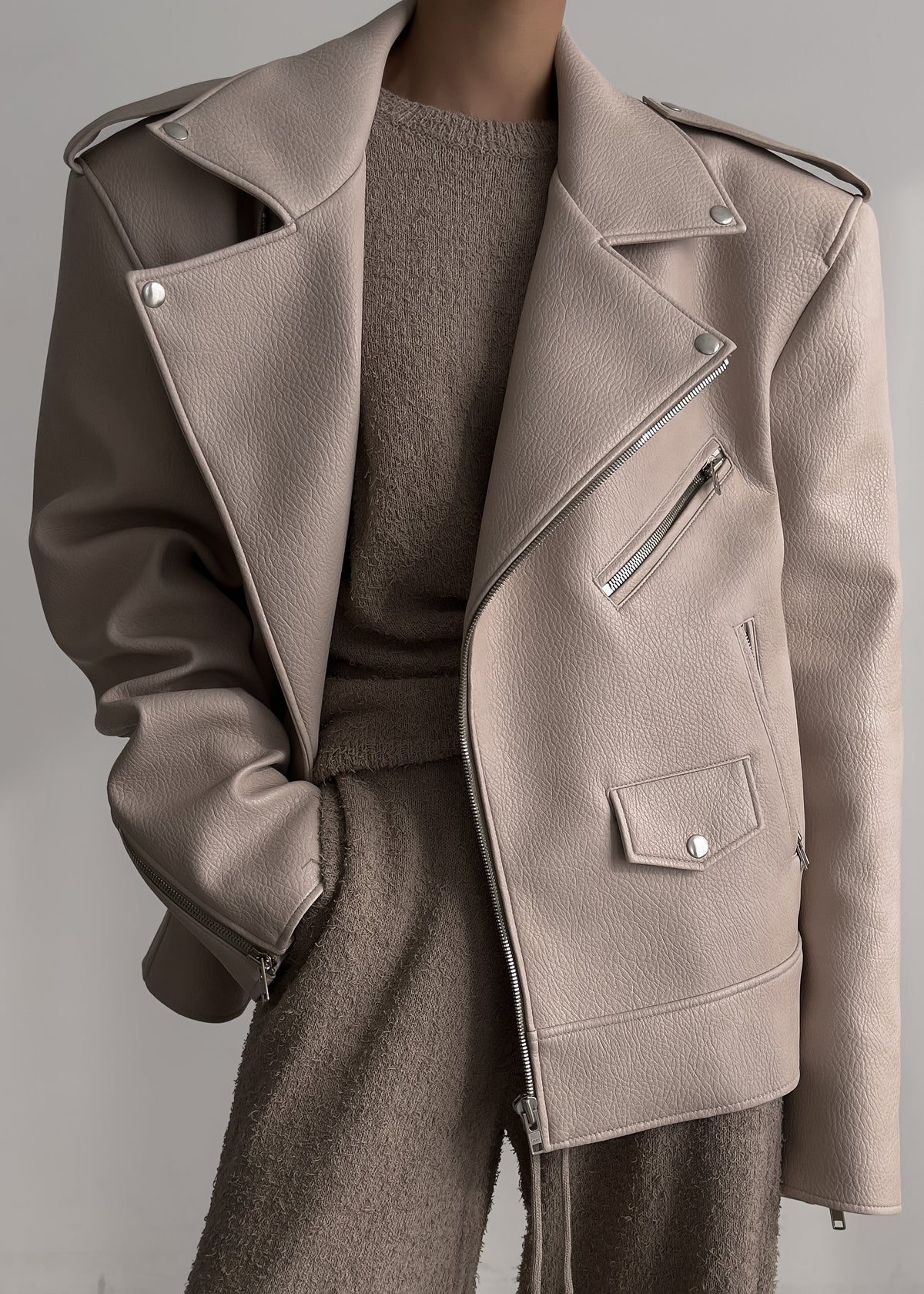 Chicago Oversized Perfecto Jacket - Cream β view 4 of 14