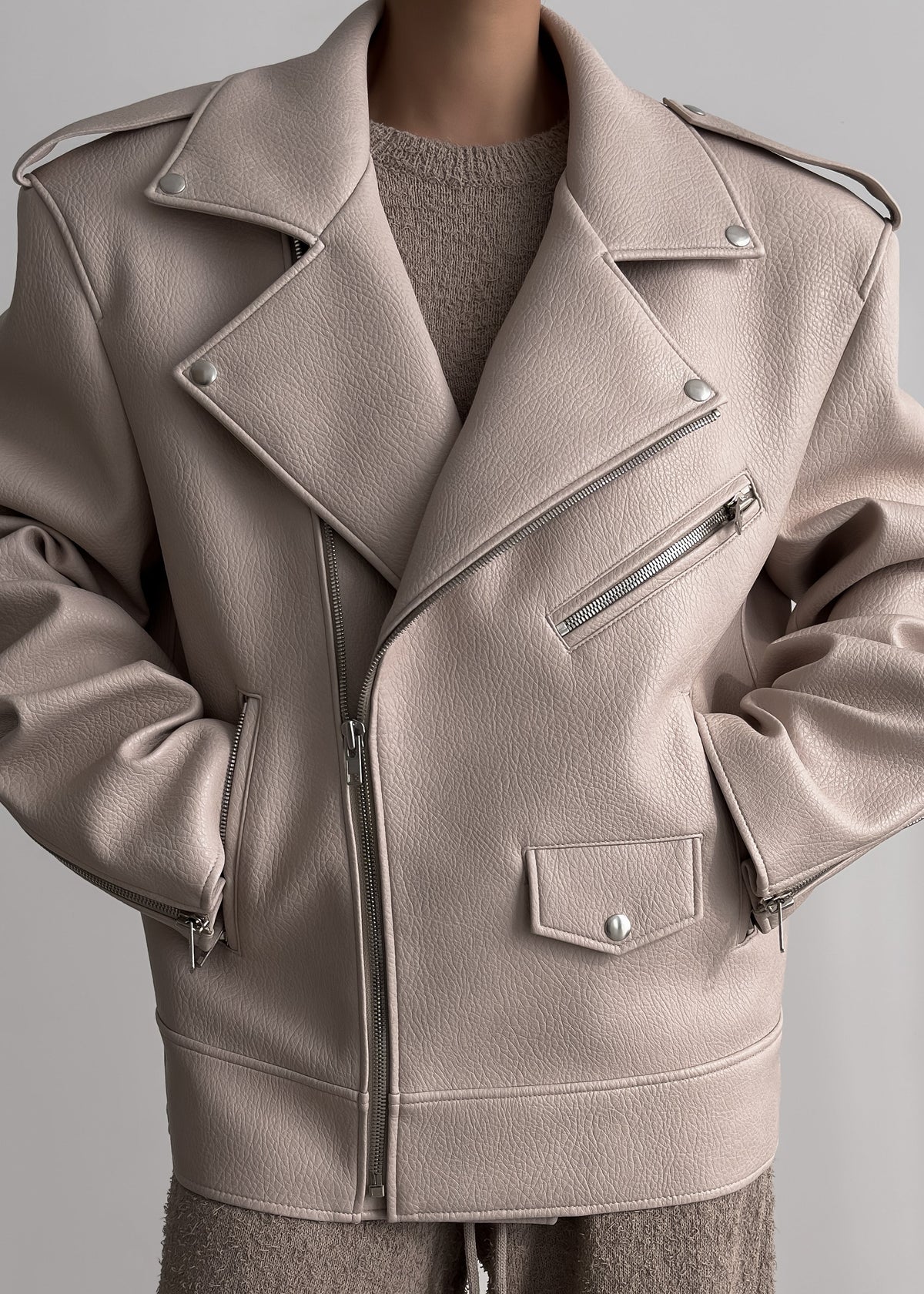 Chicago Oversized Perfecto Jacket - Cream β view 12 of 14