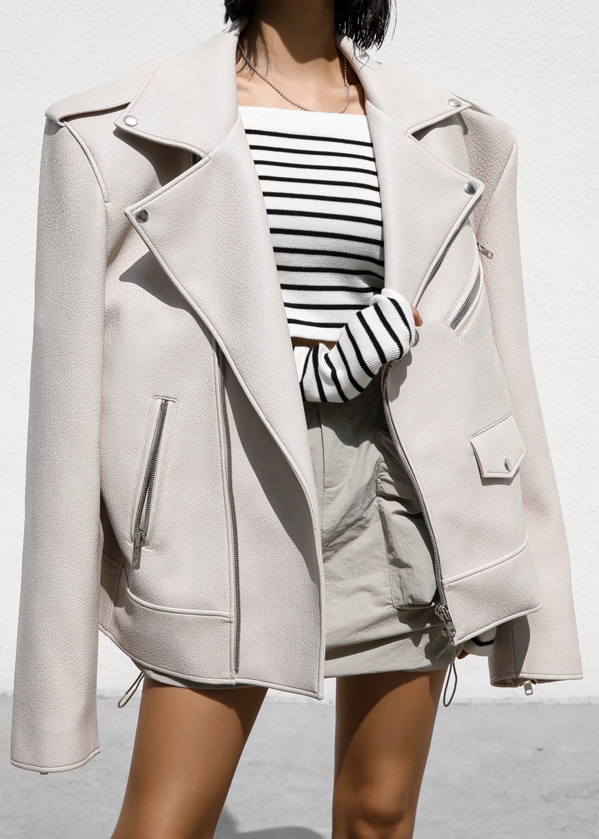 Chicago Oversized Perfecto Jacket - Cream β view 6 of 14