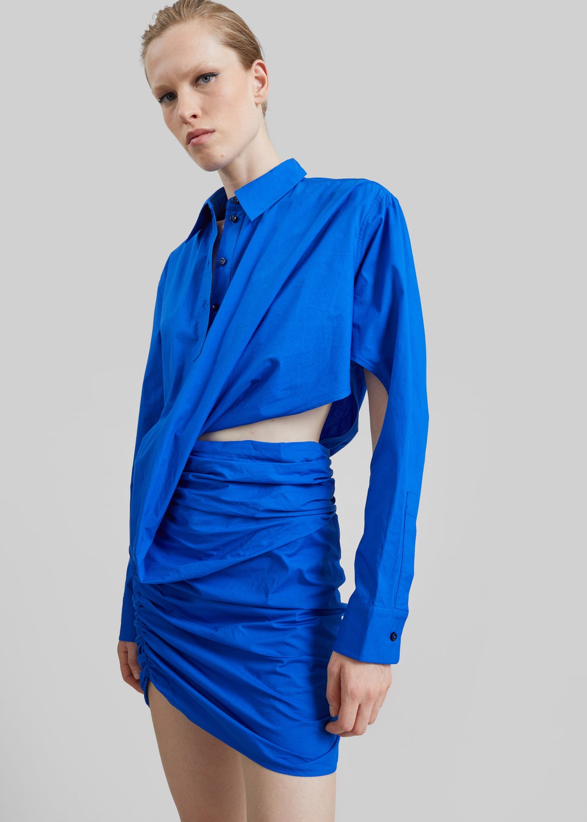 Christopher Esber Aiba Draped Shirt Dress - Ultra Blue β view 1 of 5