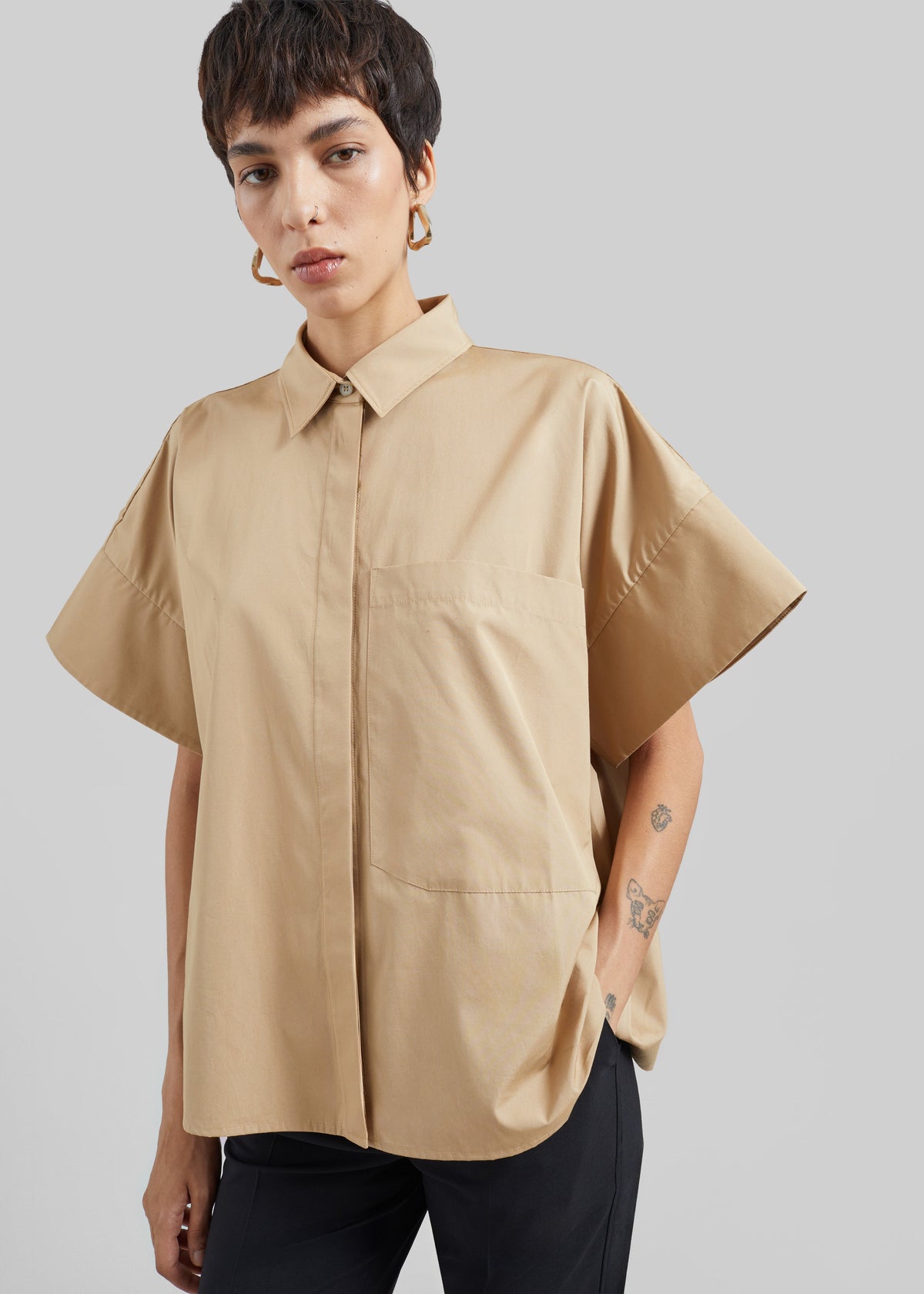 CO Boxy Short Sleeve Shirt - Camel β view 3 of 10