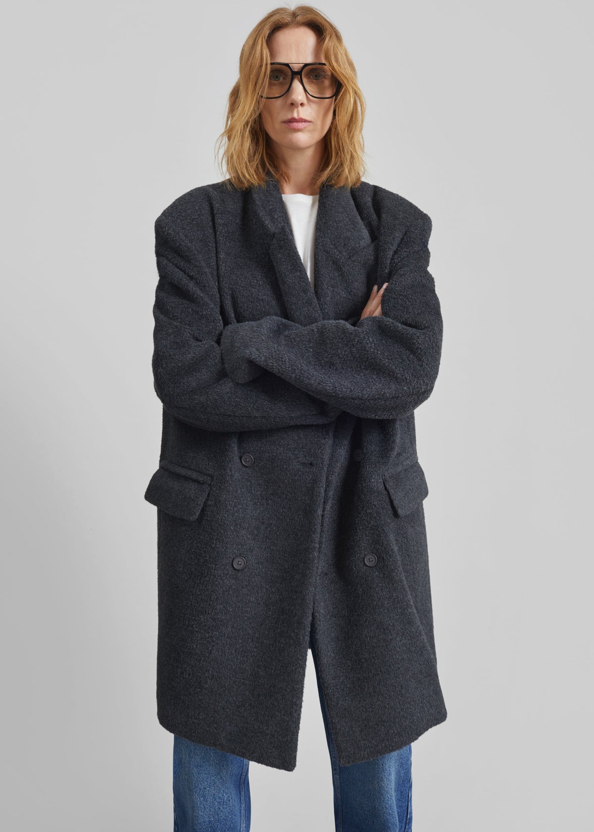 Coblence Textured Wool-Blend Coat - Dark Grey β view 2 of 8