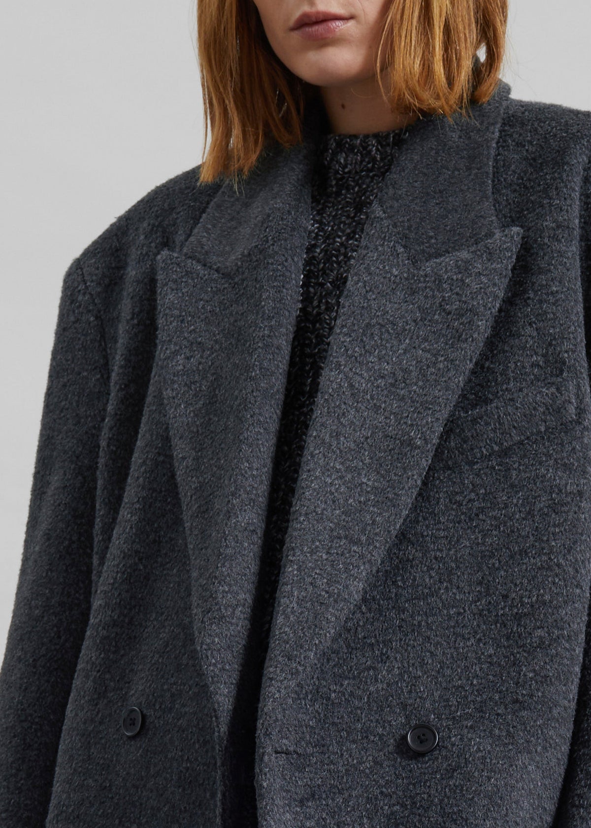 Coblence Textured Wool-Blend Coat - Dark Grey β view 4 of 8