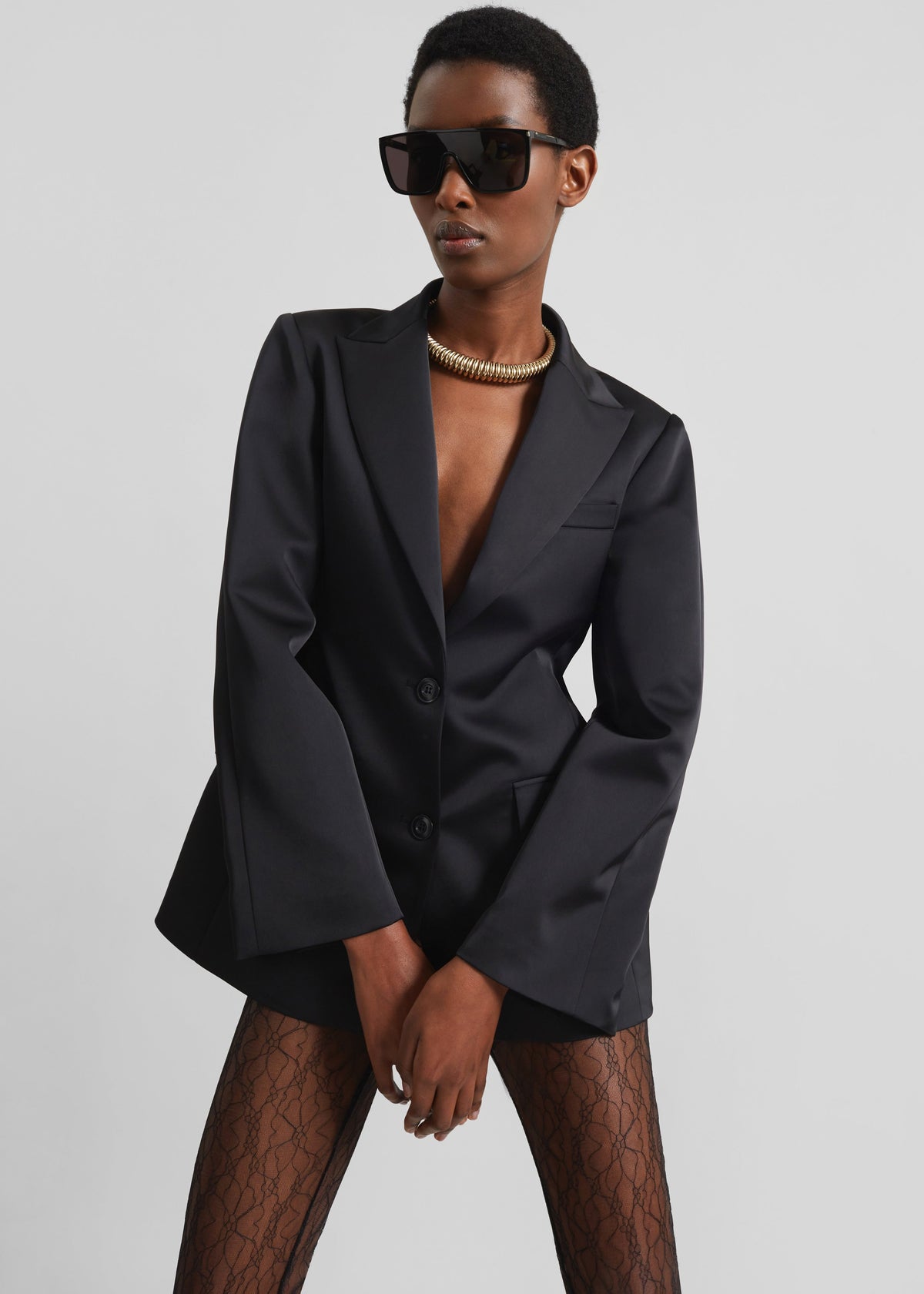 Colette Hourglass Satin Blazer - Black β view 6 of 10