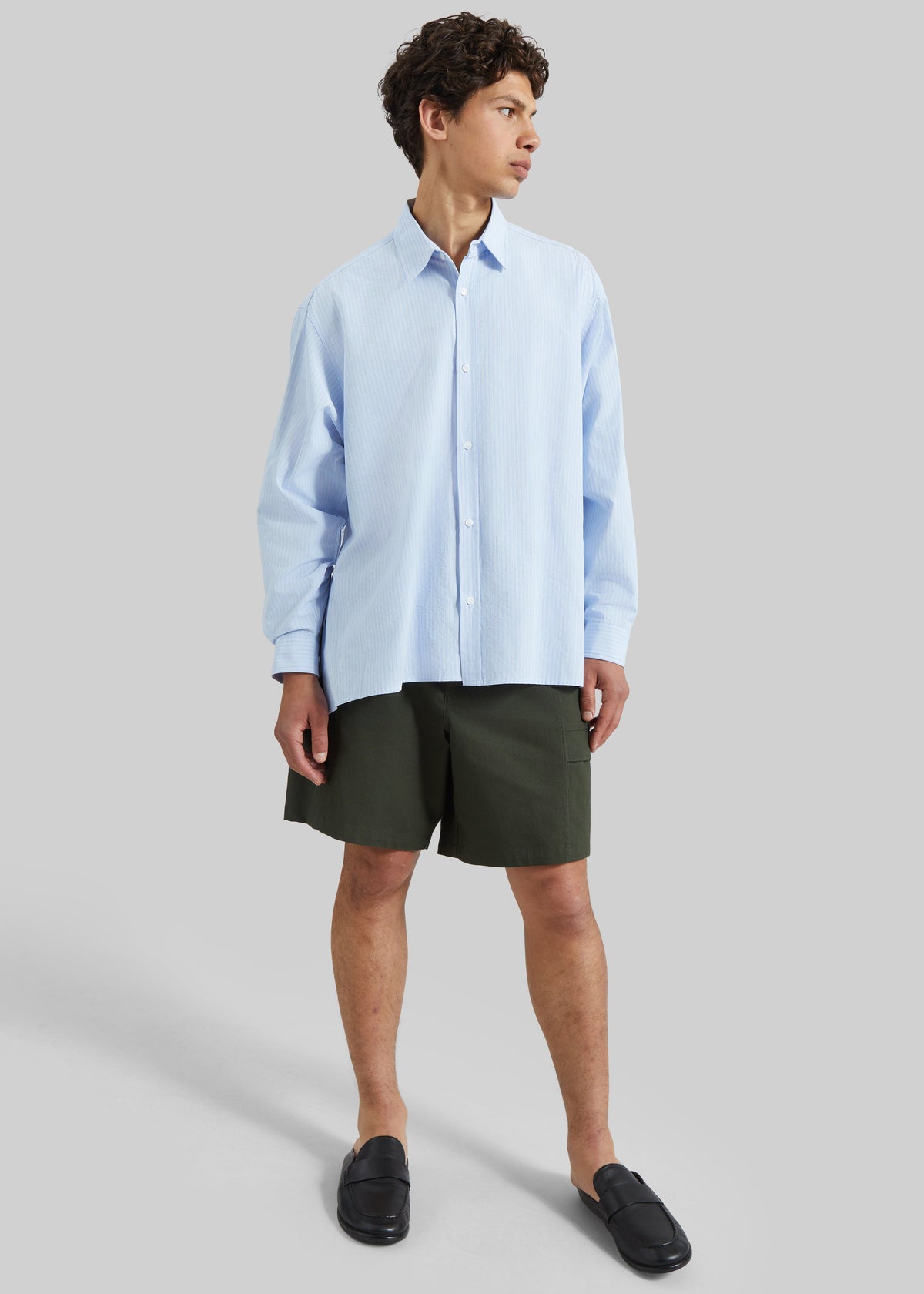 Colhame Adjustable Hem Shirt - Blue/White Stripe β view 1 of 8