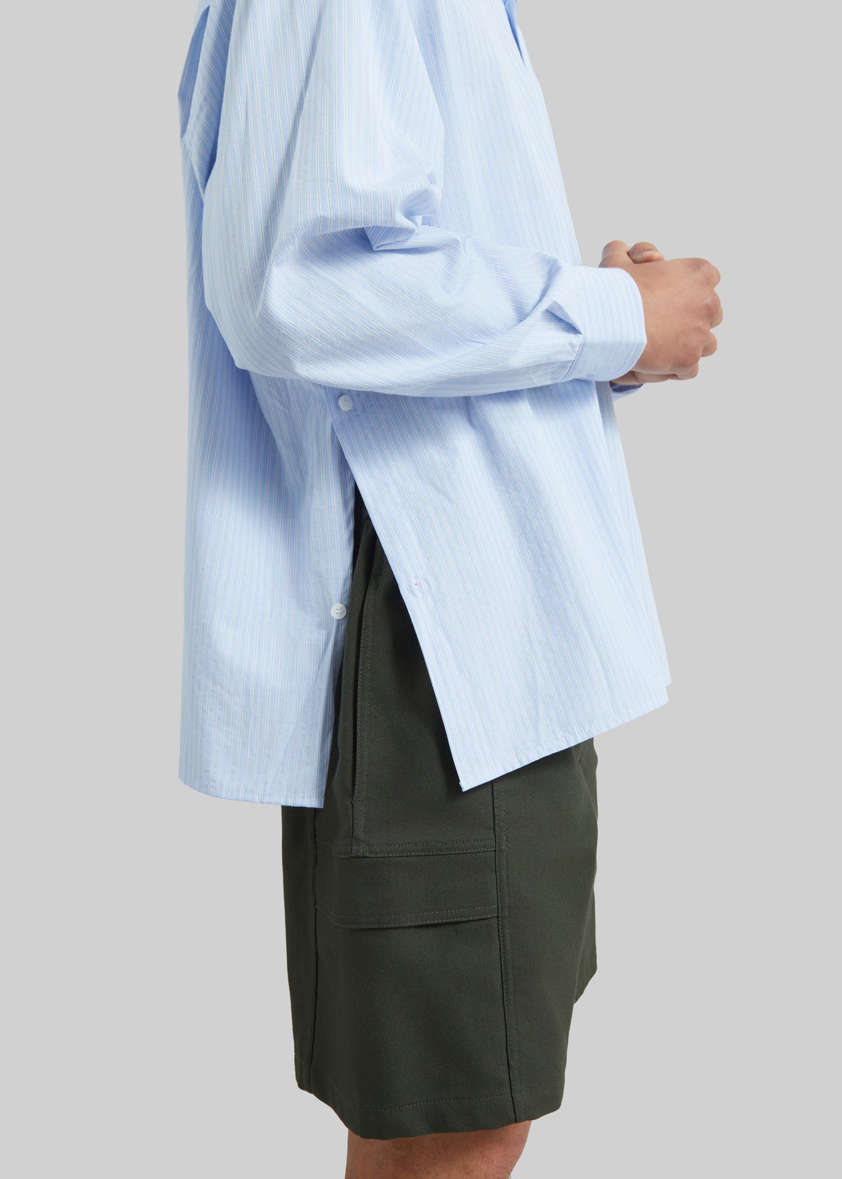 Colhame Adjustable Hem Shirt - Blue/White Stripe β view 3 of 8